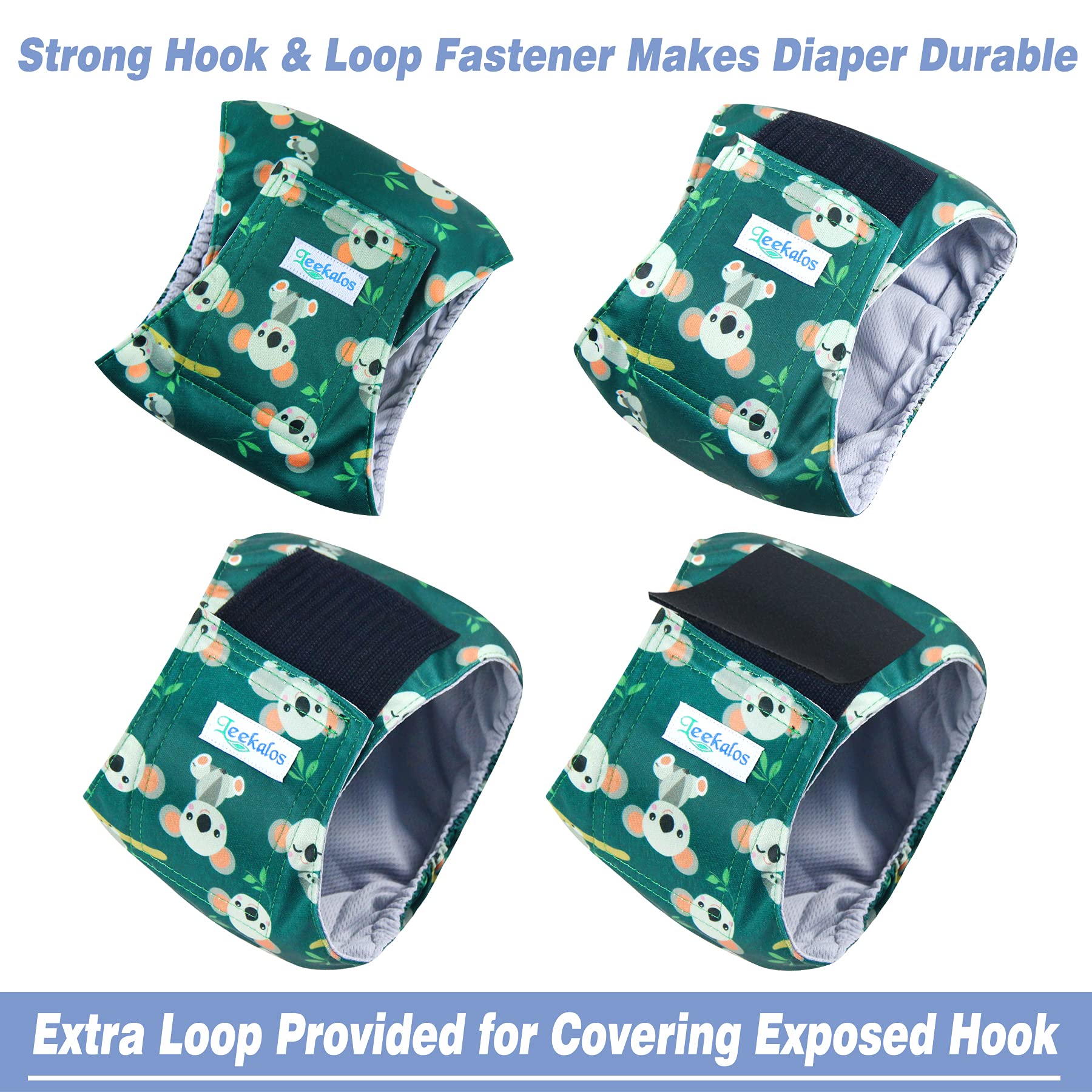 Leekalos Male Dog Diapers (3 Pack), High Absorbing Dog Belly Bands For Male Dogs, Washable Reusable Dog Male Wraps (Koala, Medium)