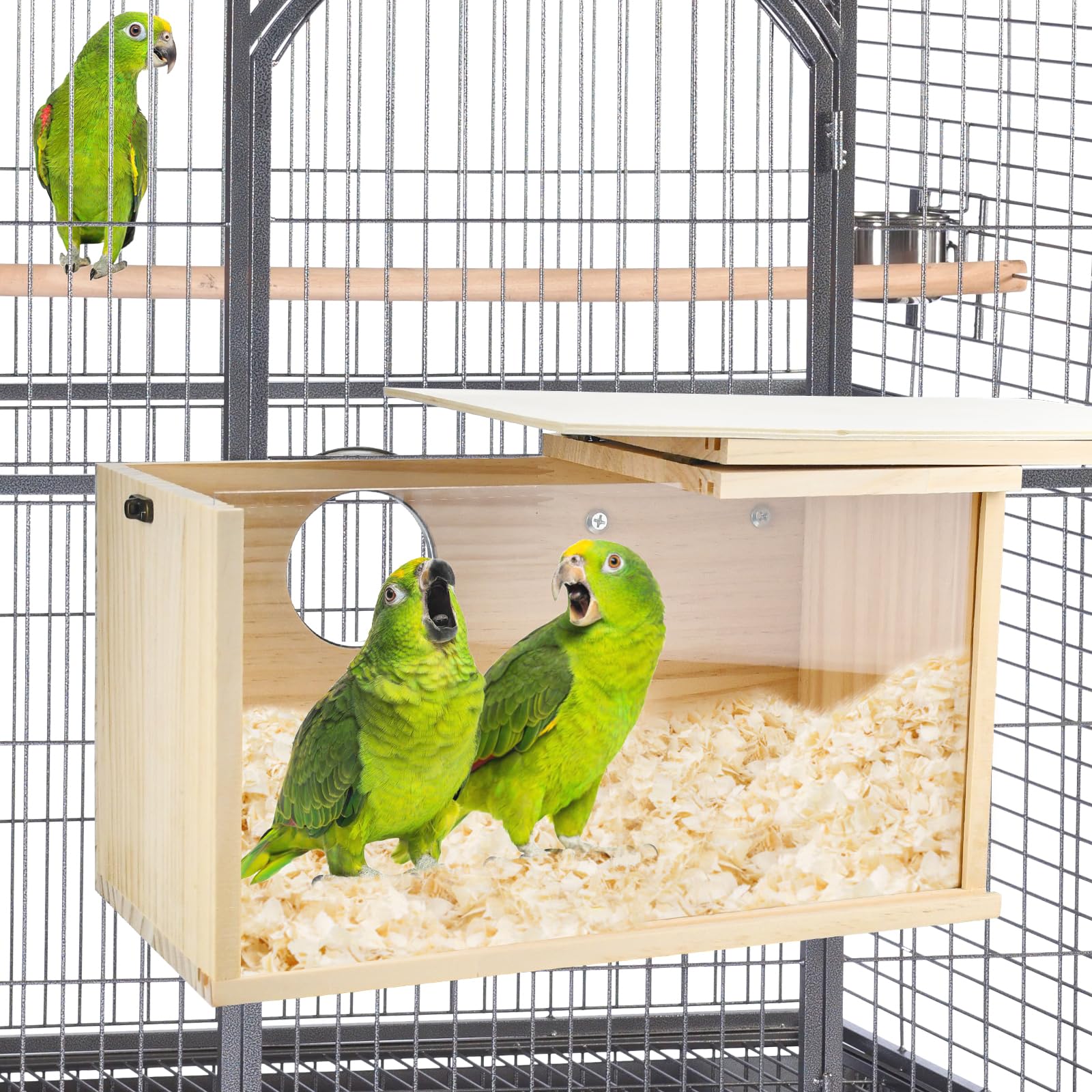 ShuRung Parrot Nesting Box Cockatiel Nesting Box Bird Breeding Box House Handcrafted Wooden Acrylic Transparent Bird Box with De