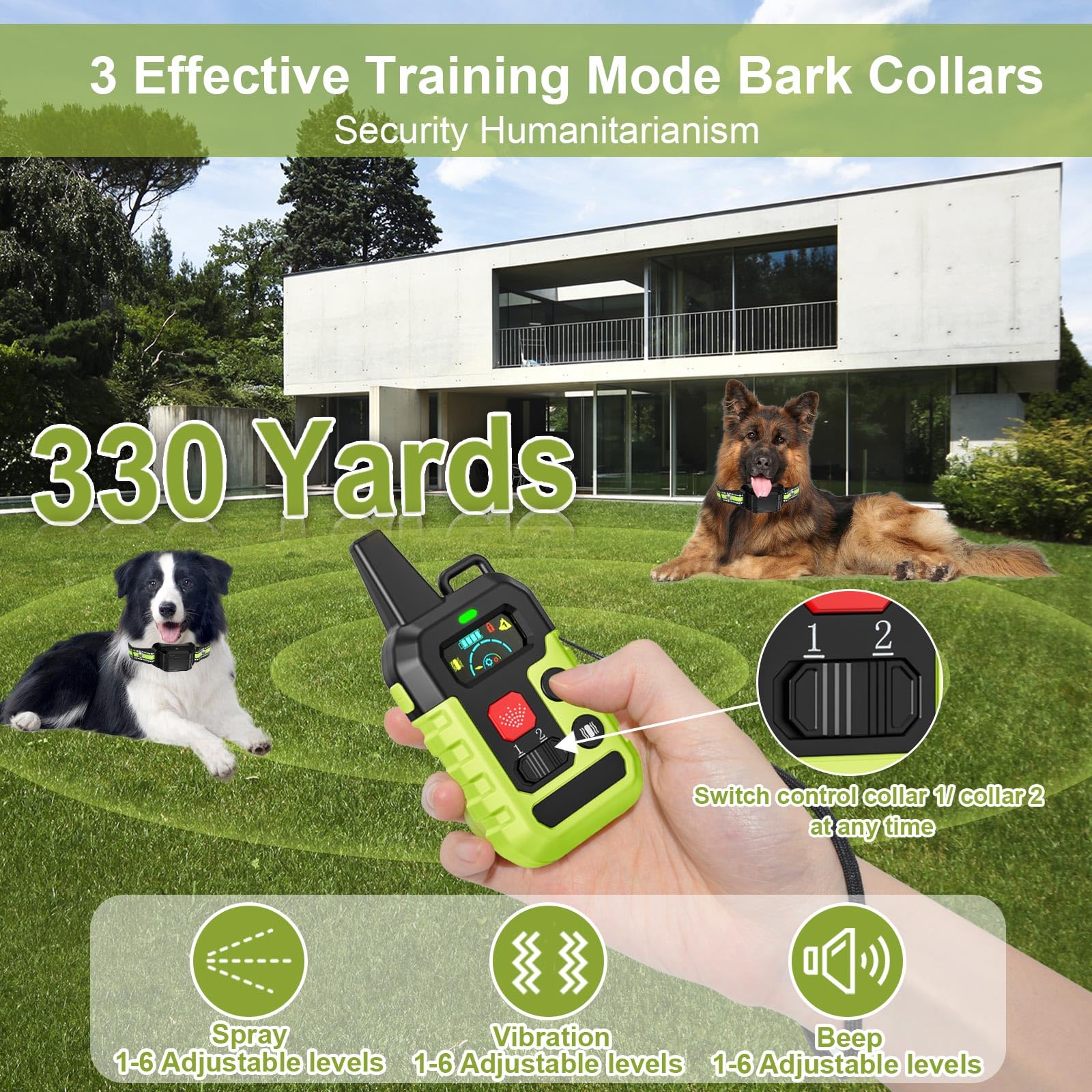 Citronella Training Collar For Dog [1* Citronella Refill] Citronella Dog Bark Collar With Beep/Vibration/Spray 4 Mode & 6 Adjust