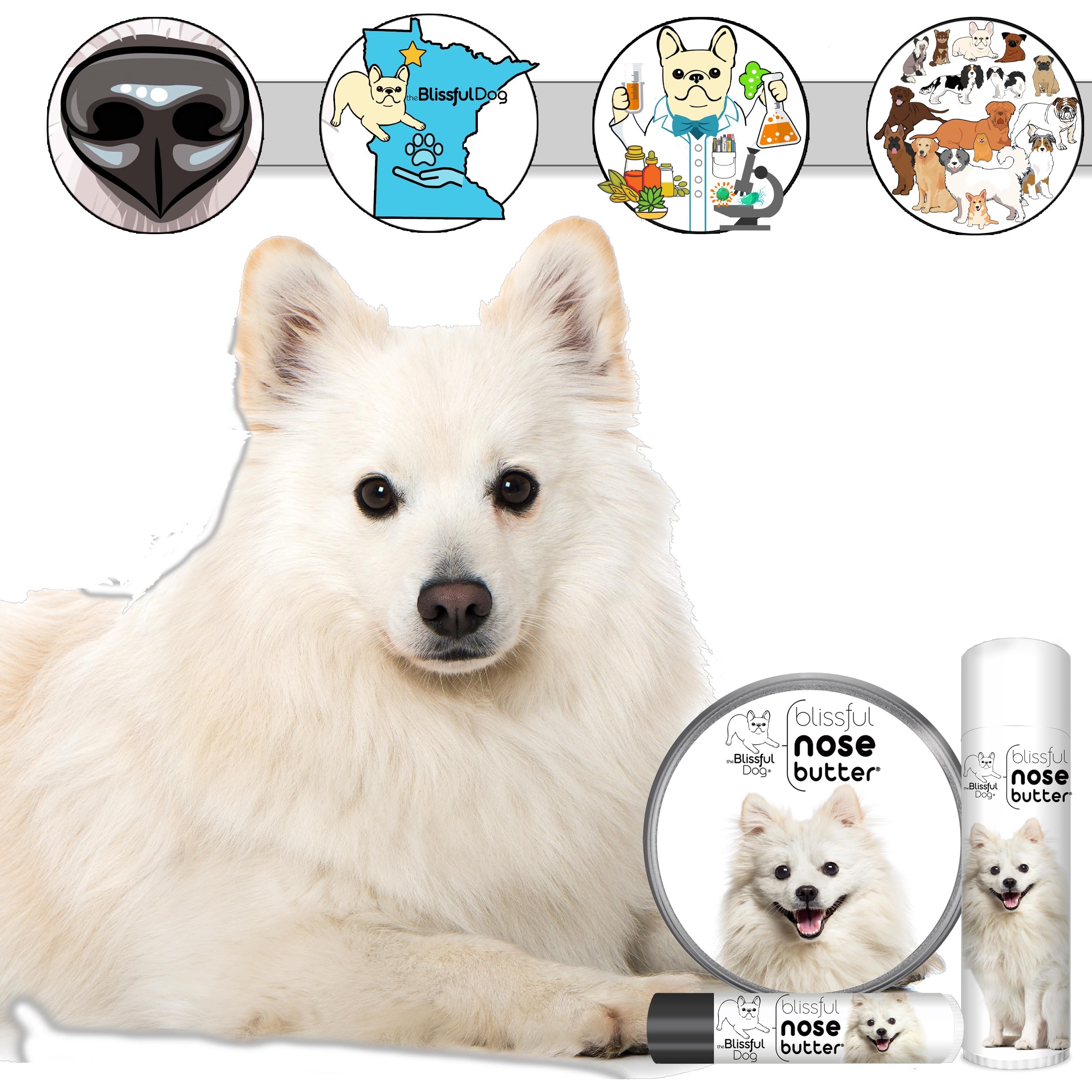 The Blissful Dog American Eskimo Nose Butter, Versatile Dog Nose Balm for Dry Nose, Handcrafted Nose Moisturizer, Easy-to-Apply