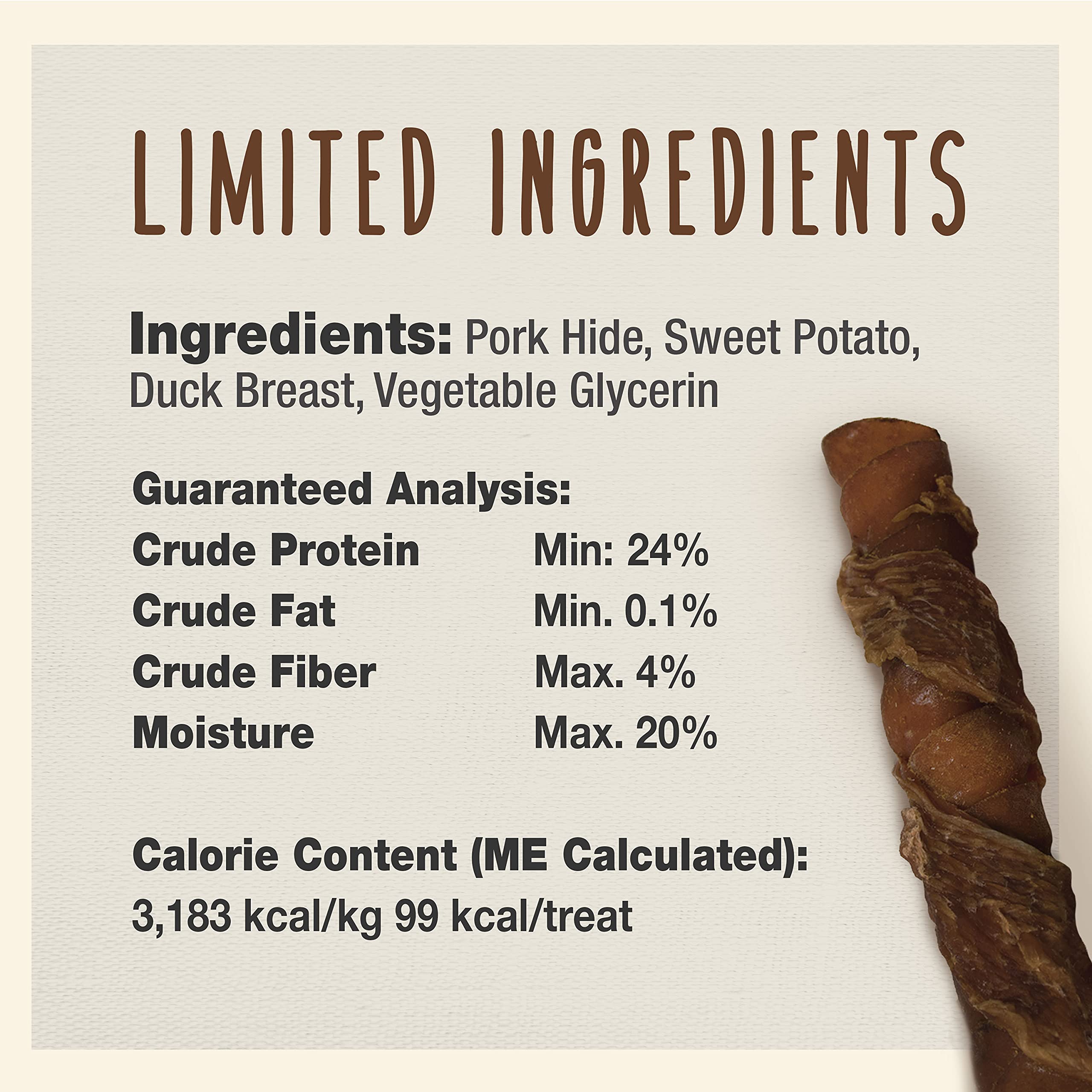 Cadet Gourmet Triple Chews Pork Hide, Sweet Potato, & Duck Dog Treats - Healthy Dog Treats for Small & Large Dogs - Inspected &