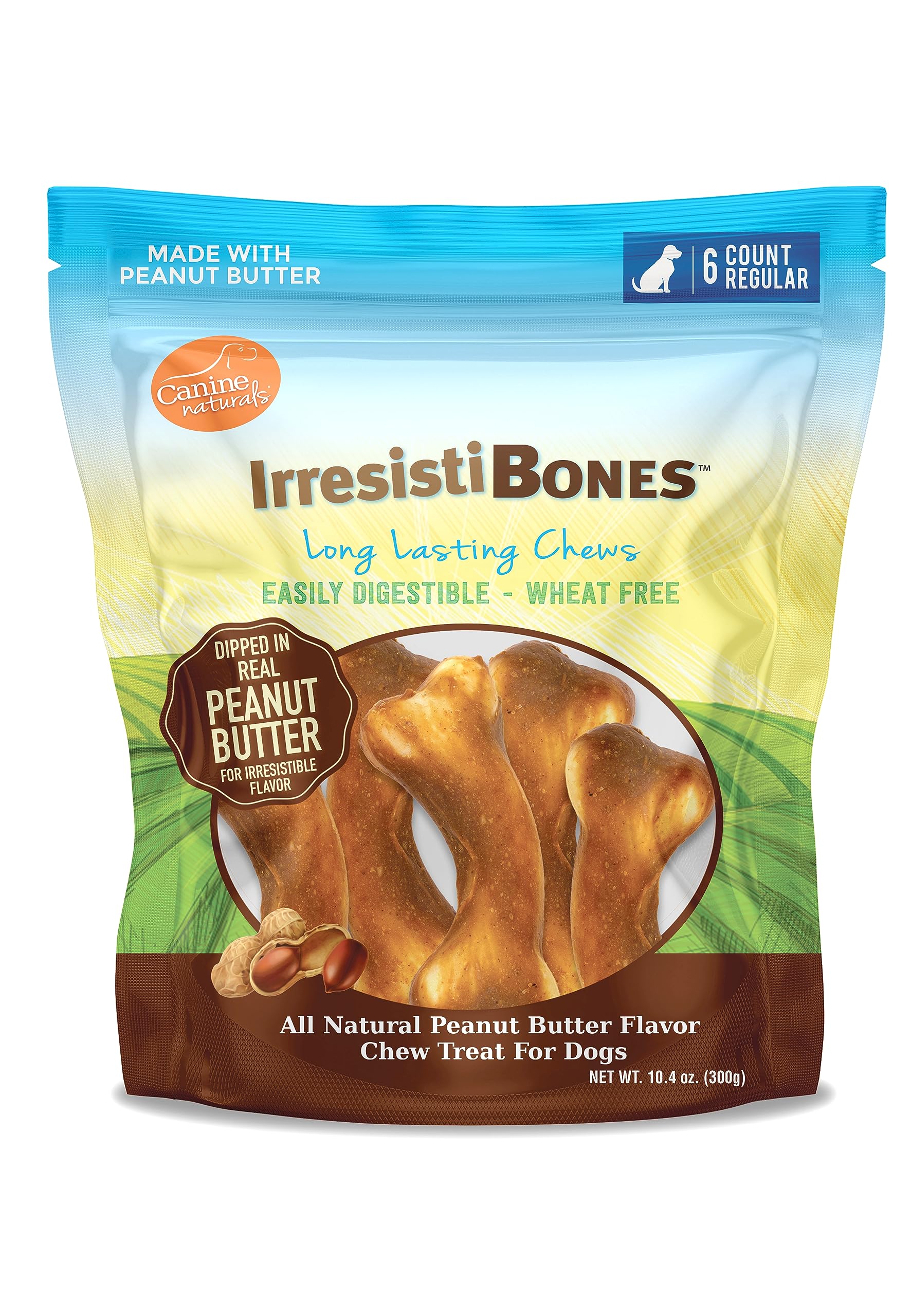 Canine Naturals IrresistiBONES Long Lasting Peanut Butter Chew - Made with Real Peanut Butter - All Natural and Easily Digestibl