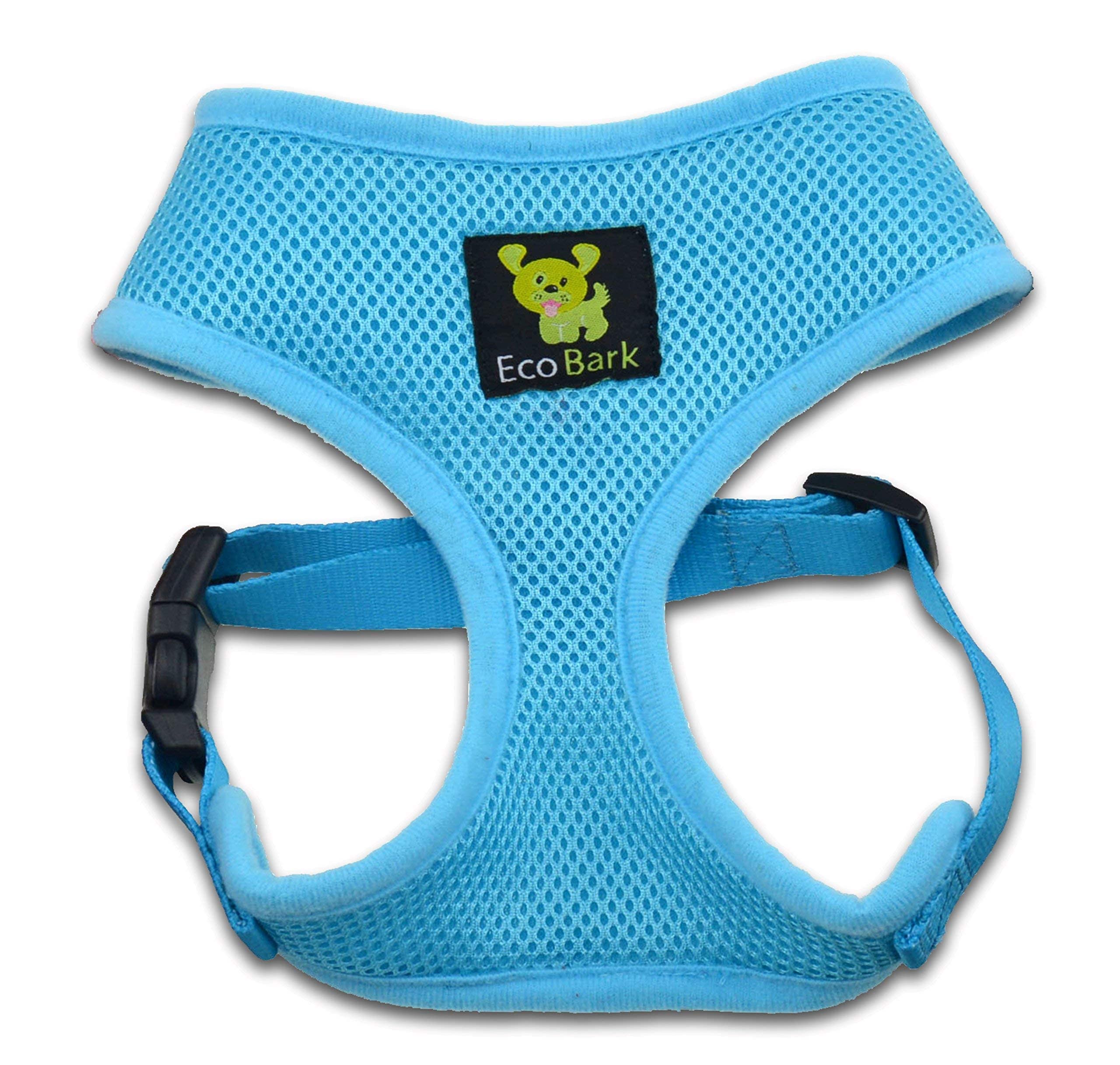 Ecobark Dog Harness - Eco-Friendly Max Comfort Harnesses - Luxurious Soft Mesh Halter - Over The Head Harness Vest- No Pull And No Choke For Puppy, Toy Breeds & Small Dogs (Medium, Blue)