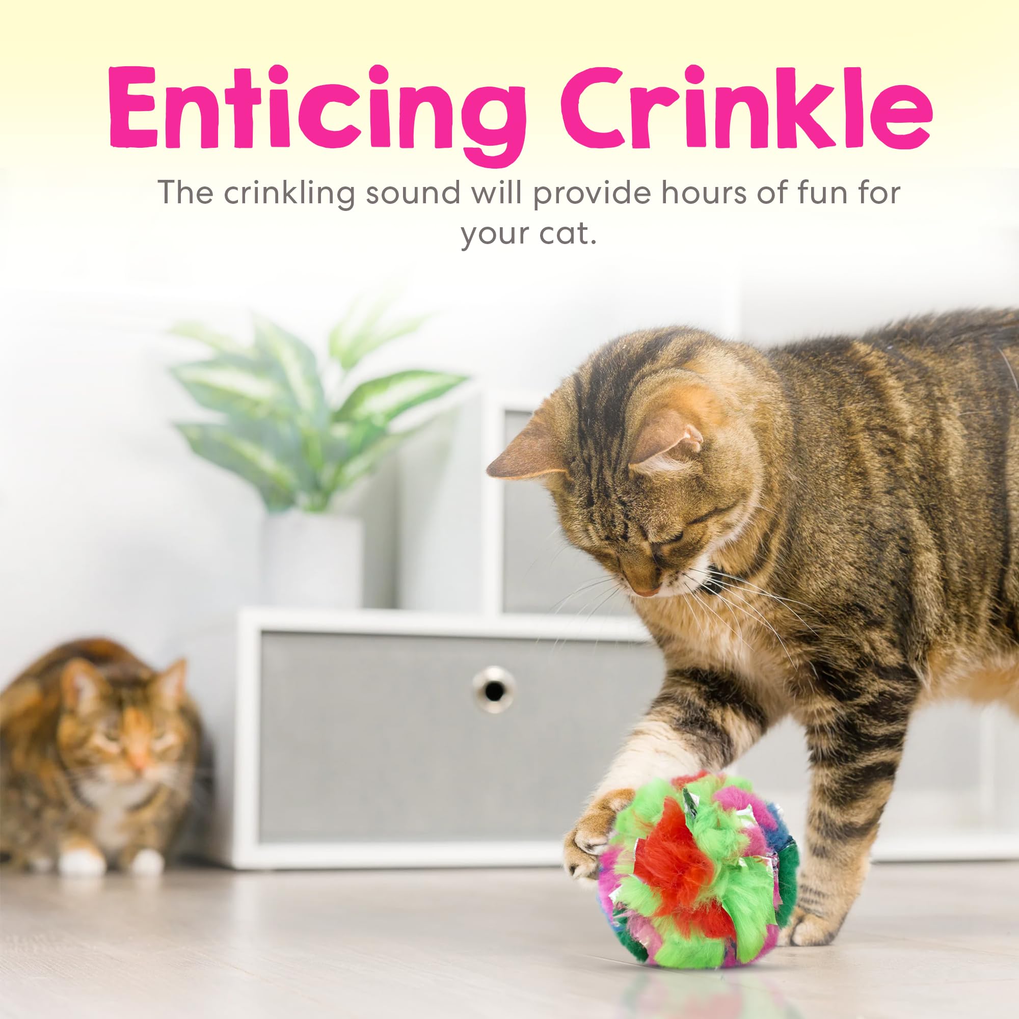 Jumbo Cat Crinkle Ball (12-Pack) - 3.5 Lightweight Crinkle Cat Toy For Indoor Cats - Safer Than Foil And Mylar Balls - Irresis
