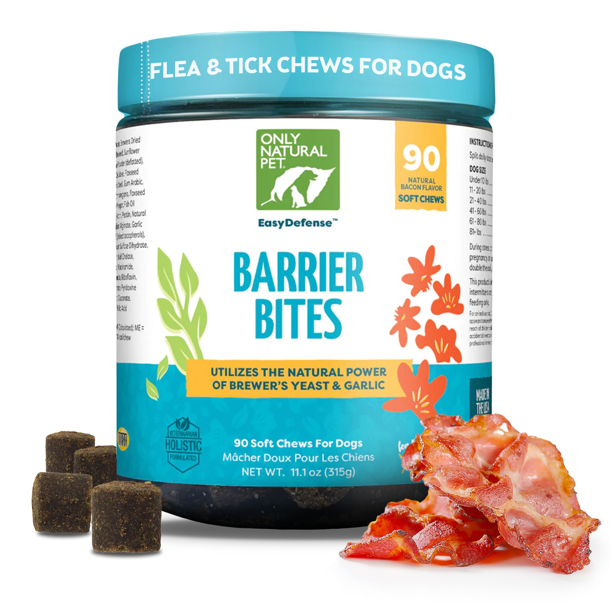 Only Natural Pet EasyDefense Barrier Bites Soft Flea Chews for Dogs - First Line of Defense Againts Fleas & Ticks, Boosts Immune
