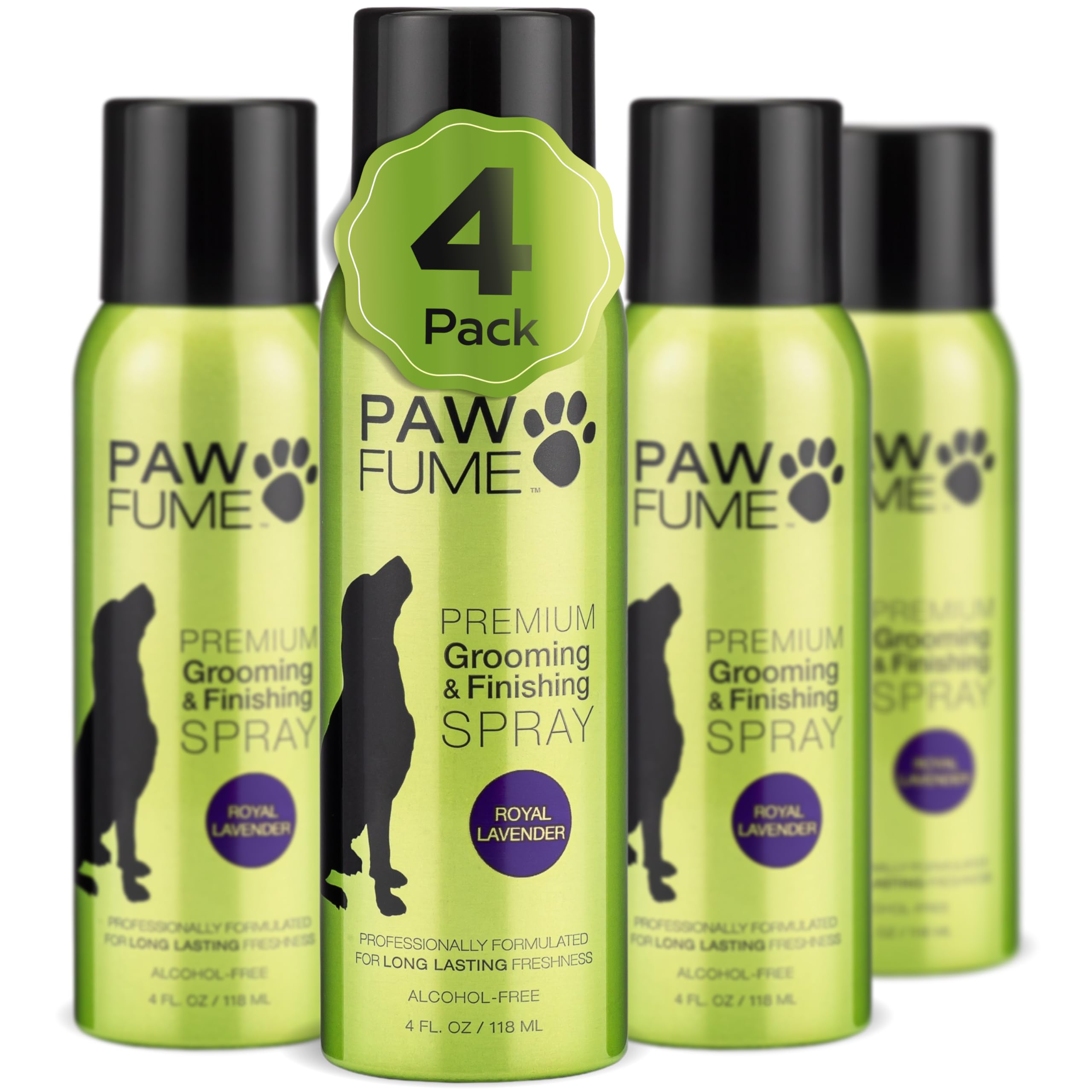 Pawfume Dog Detangler Grooming Spray, Royal Lavender, 4-Pack - Keeps Pups Fresh All Day - Hypoallergenic, Alcohol-Free, Detangli
