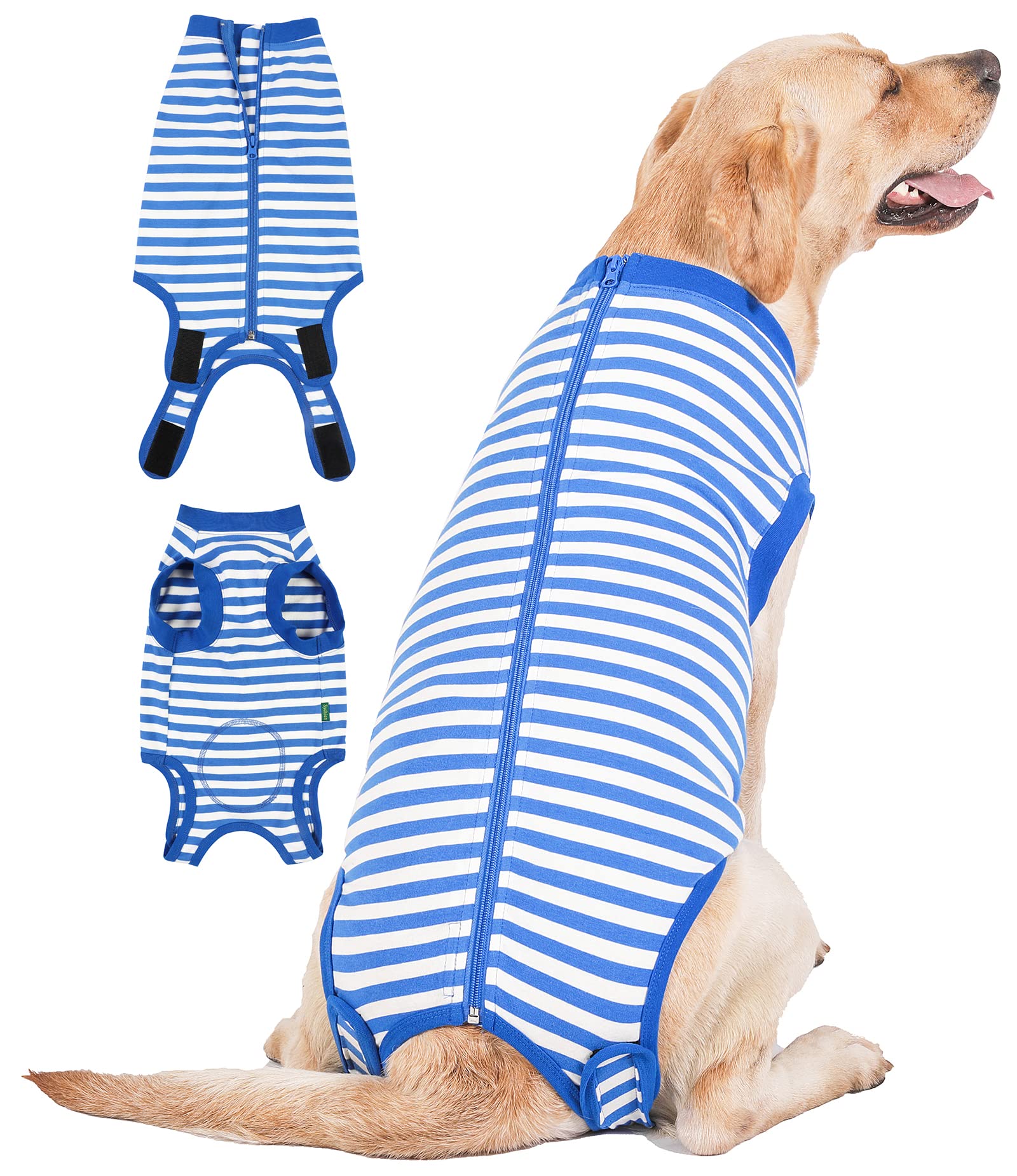 Sychien Dog Recovery Suit Surgery Shirt,Large Female Male Wound Protective Suit,Blue Xl