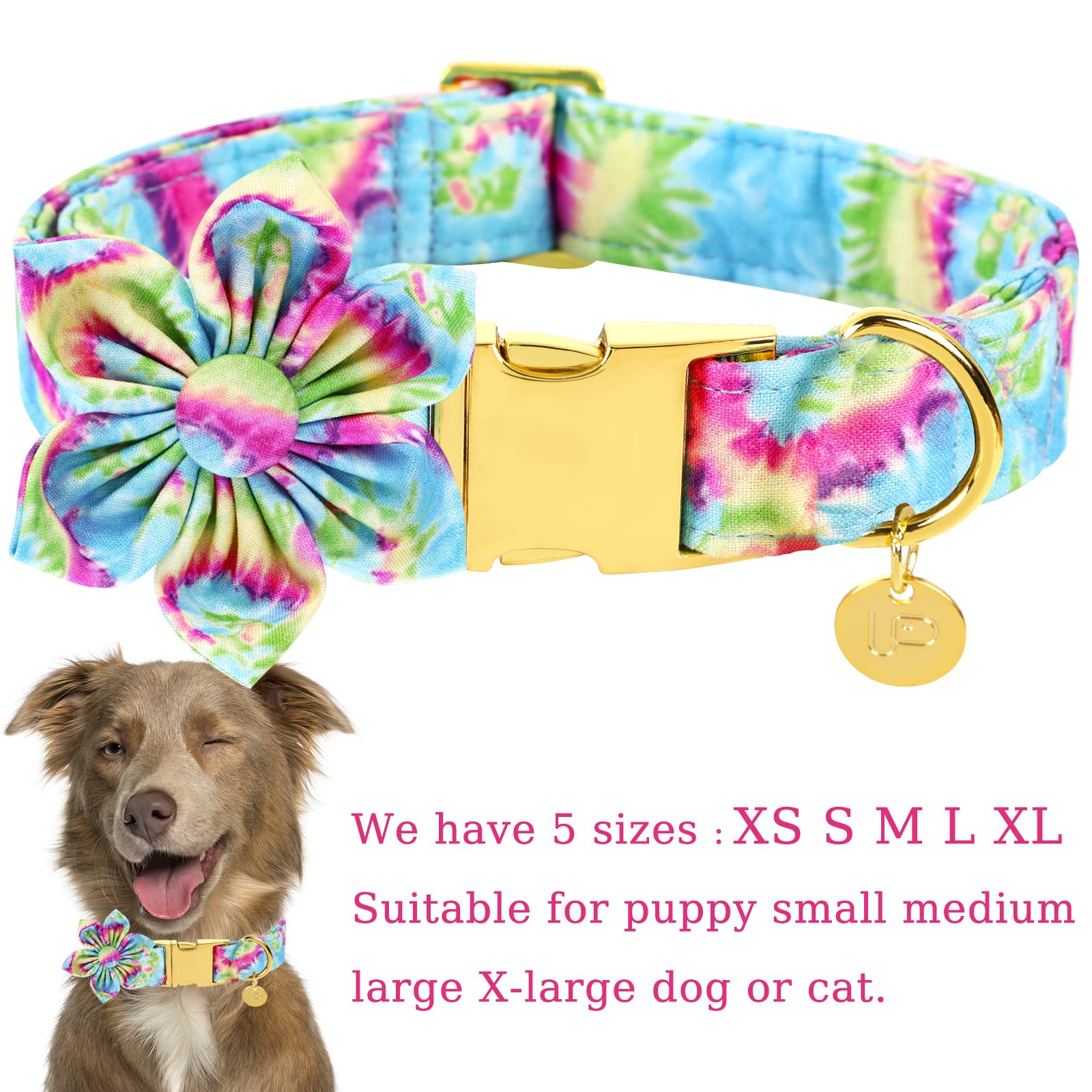 Up Urara Pup Dog Collar With Flower, Female Dog Collar For Puppy Girl Dog Or Cat, Comfortable Adjustable Cute Cotton Flower Coll