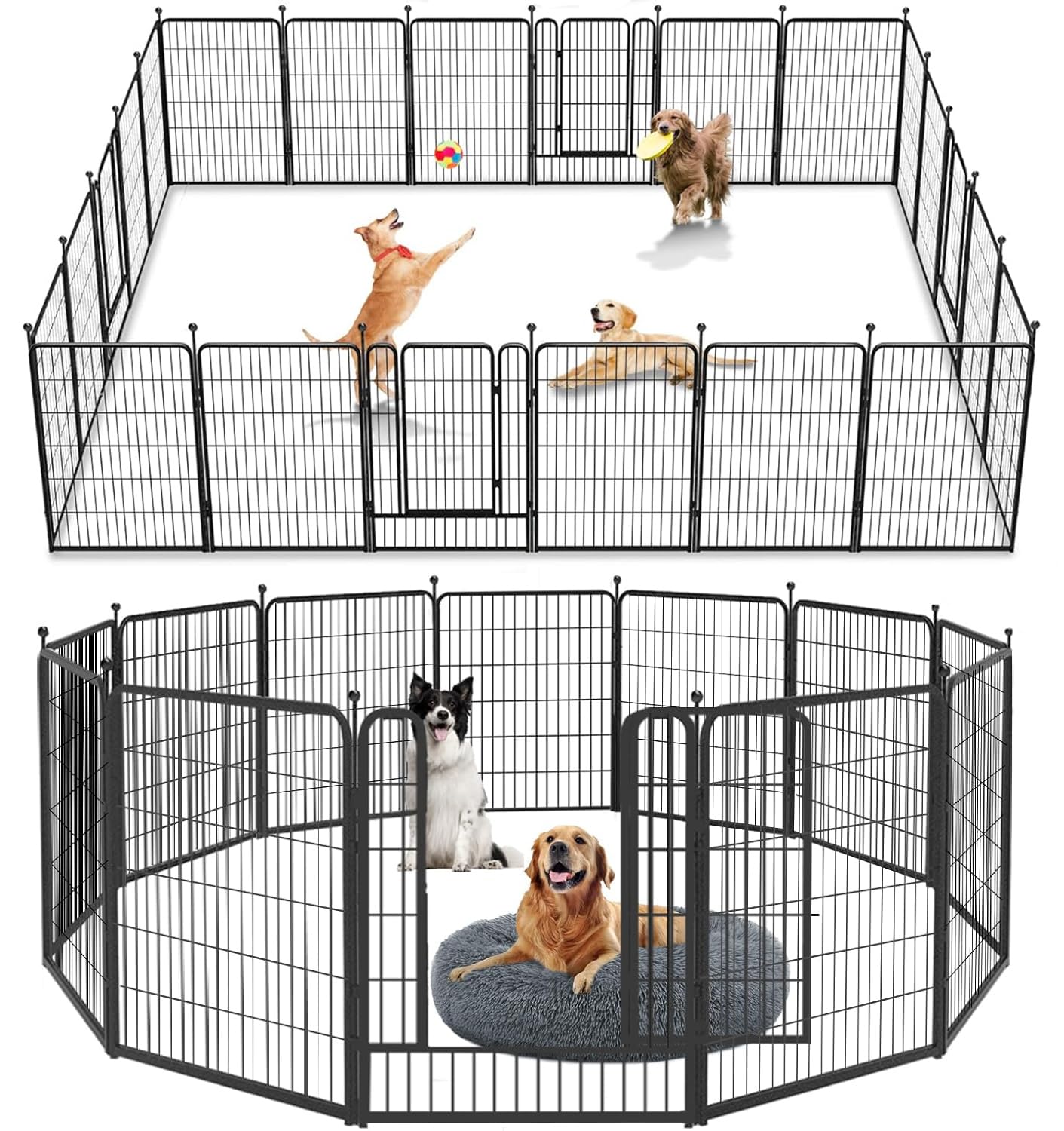 Jhsomdr Dog Playpen Outdoor 40 Inch 12 Panels Indoor Dog Pen For Large/Medium/Small Dogs Rustproof Metal Dog Fence Outdoor For Y