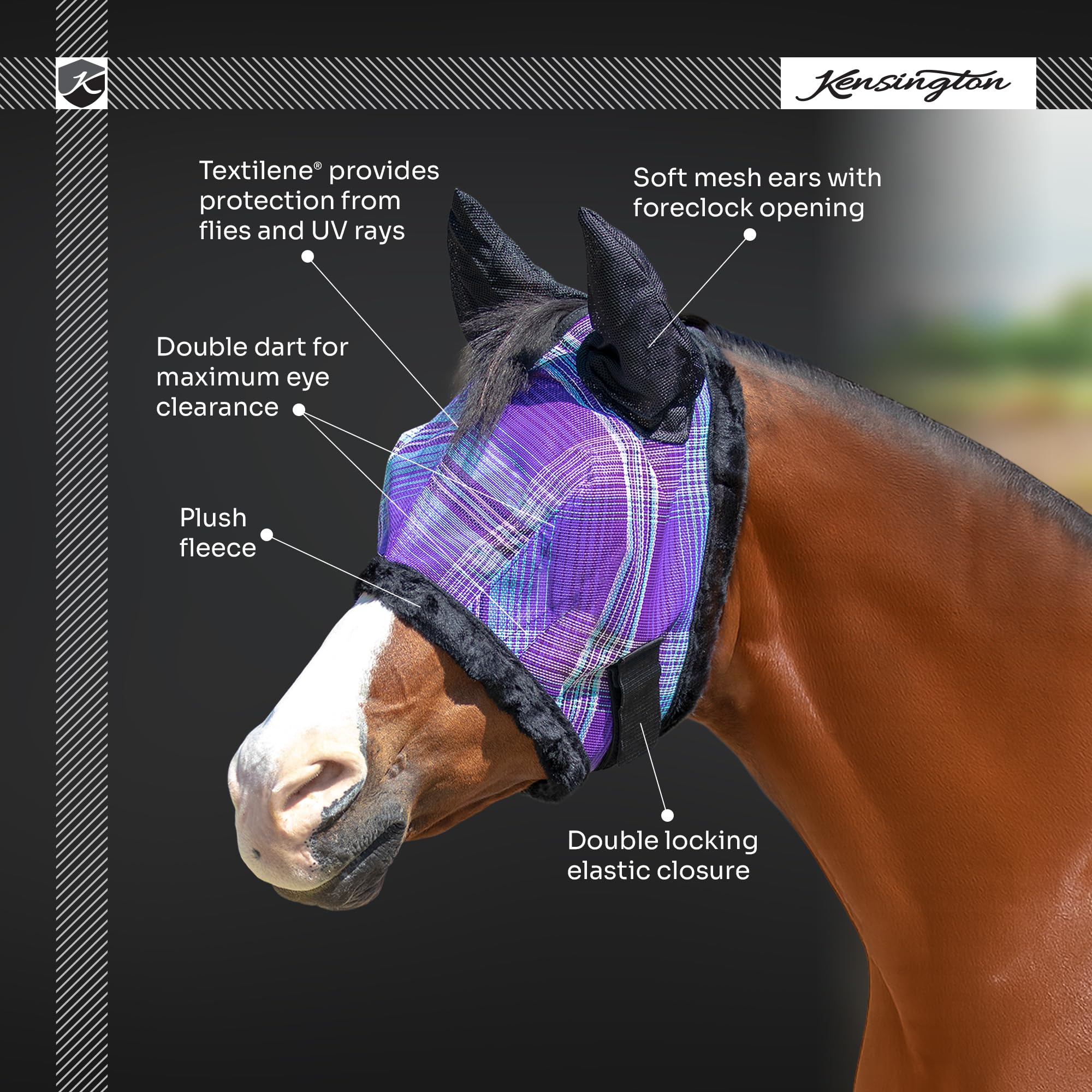 Fly Mask with Soft Ears w/Fleece Desert-Sand/XLarge - Large Horse (1200-1500lbs)