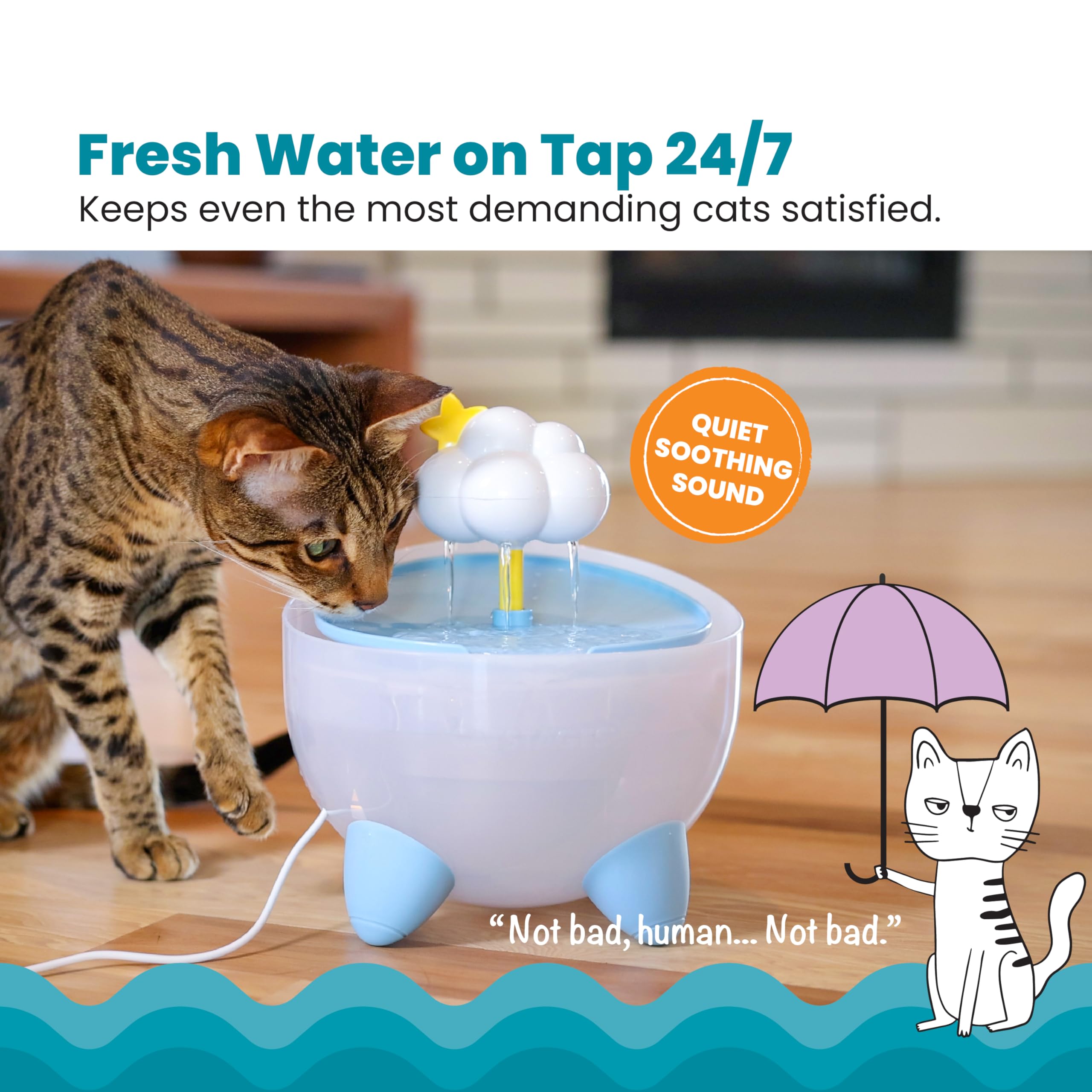 Catstages Purrfect Rain Cat Water Fountain - 2L Pet Drinking Fountain With 5-Stage Filter, Easy-To-Clean, Usb Powered, Quiet Wat