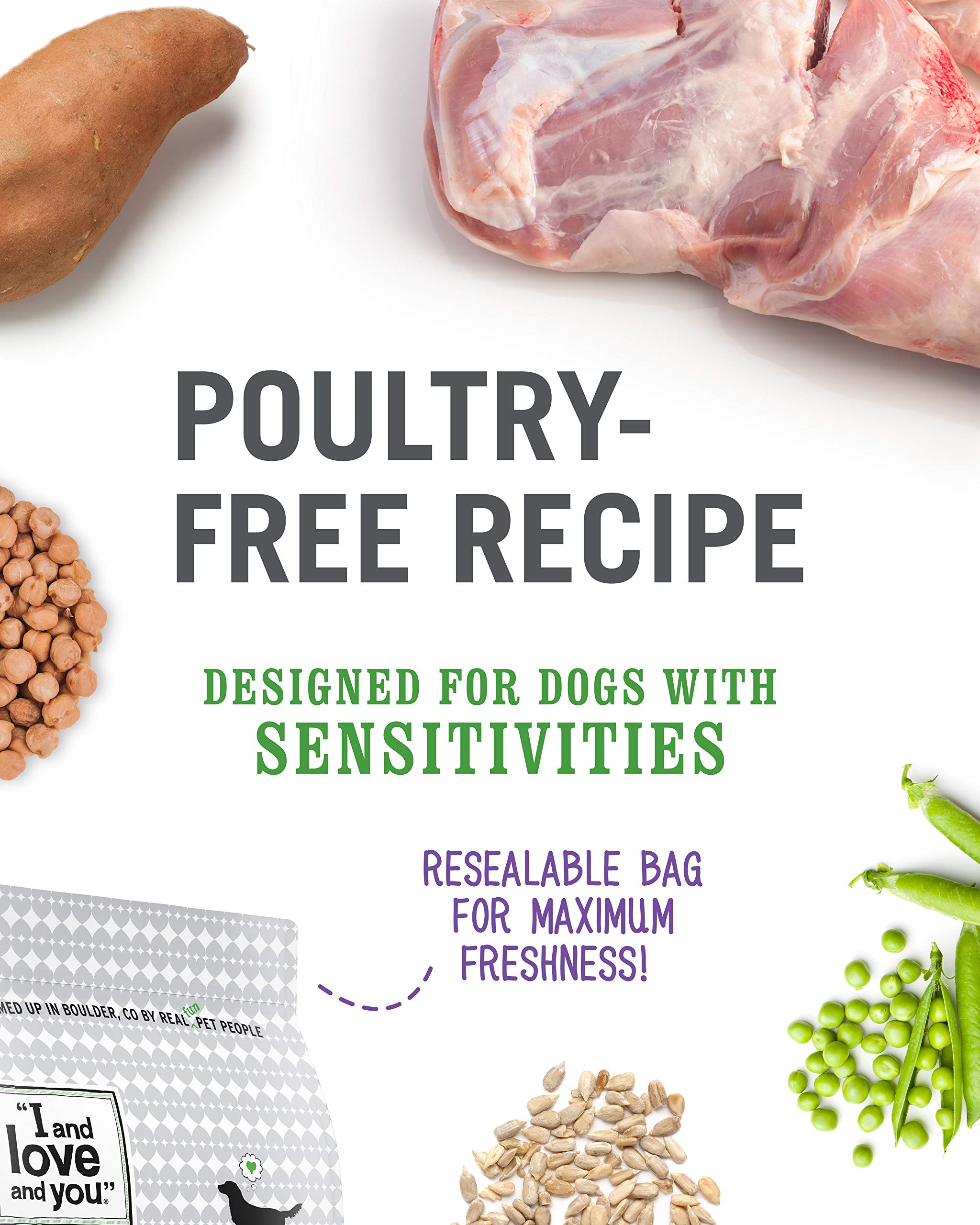 I and love and you Lovingly Simple Dry Dog Food - Lamb + Sweet Potato - Grain Free, Filler Free, Prebiotic + Probiotic 3.85lb Ba