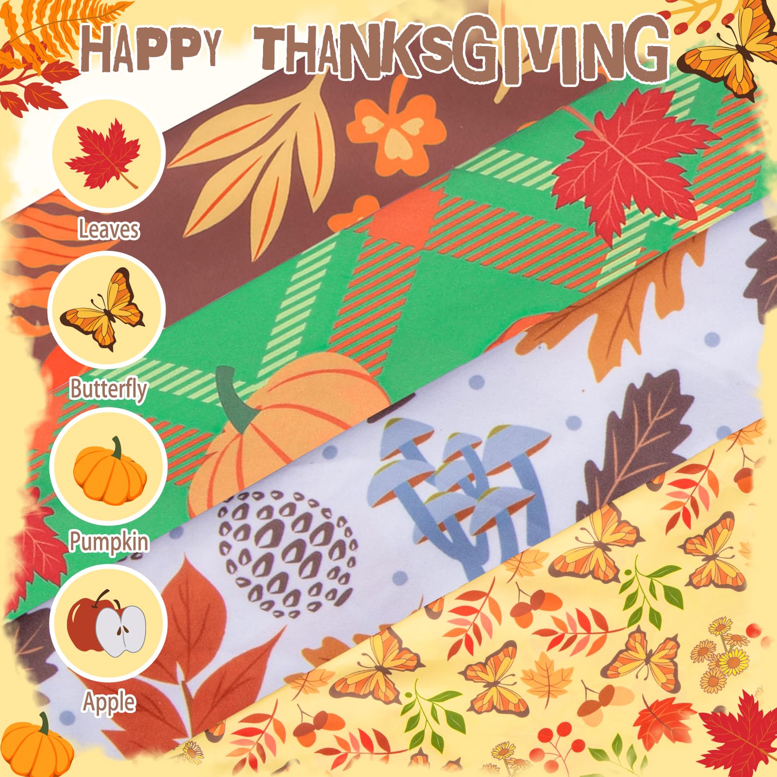 Pupteck Fall Dog Bandanas 4Pcs For Thanksgiving Day - Autumn Soft Pet Triangle Bibs Scarf, Pet Accessories For Small Medium Larg