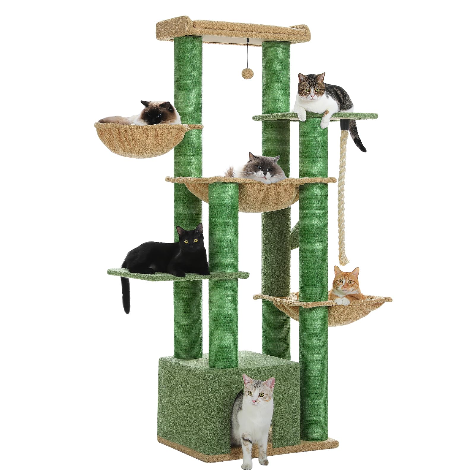 Uymi 67'' Cactus Heavy-Duty Cat Tree For Indoor Cats Large Adult, Xxl Cat Tower With 13 Thick Scratching Posts (F4.3), Large Per