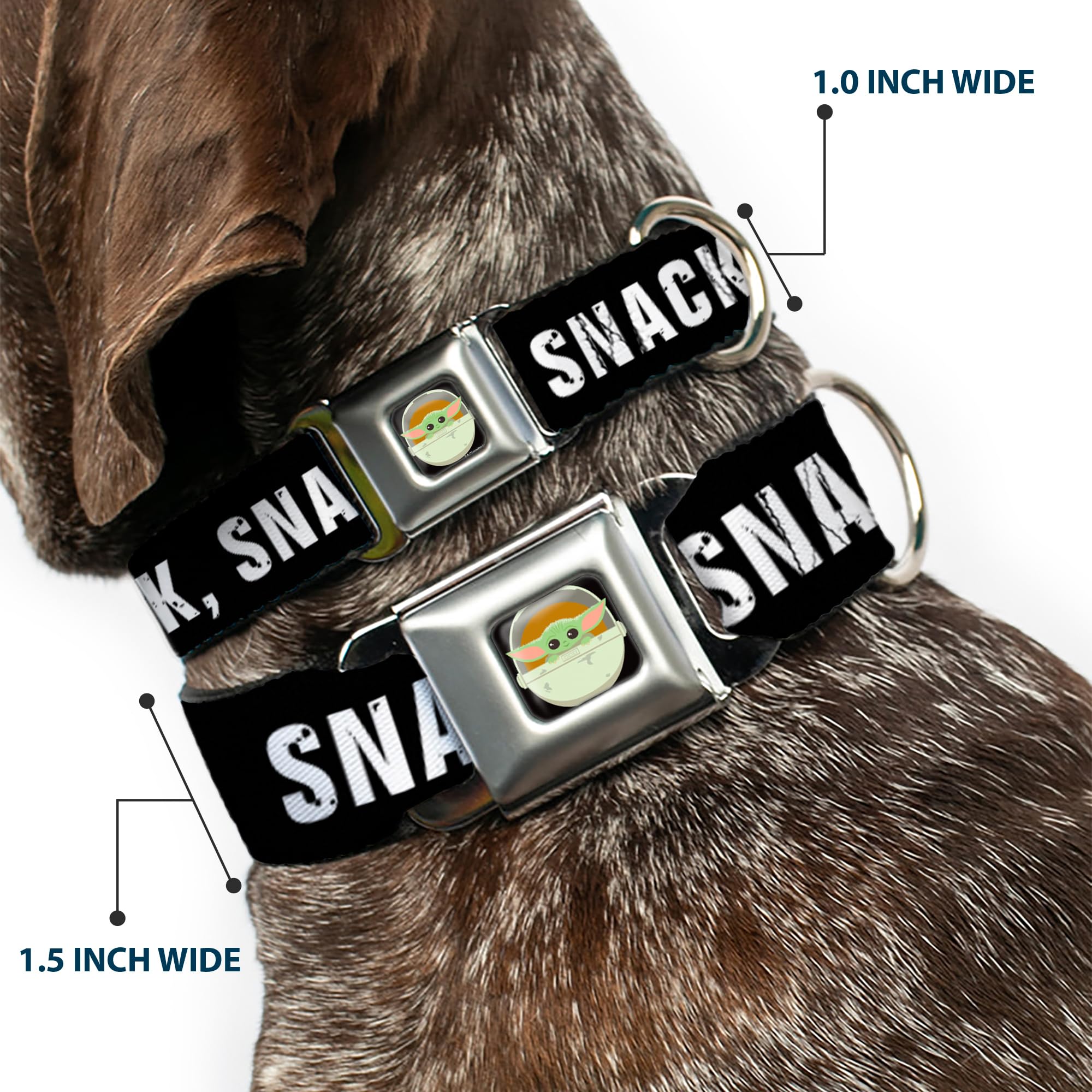 Buckle-Down Dog Collar Seatbelt Buckle Star Wars The Child Chibi Face Protect Attack Snack 13 To 18 Inches 1.5 Inch Wide,Dc-Sb-S