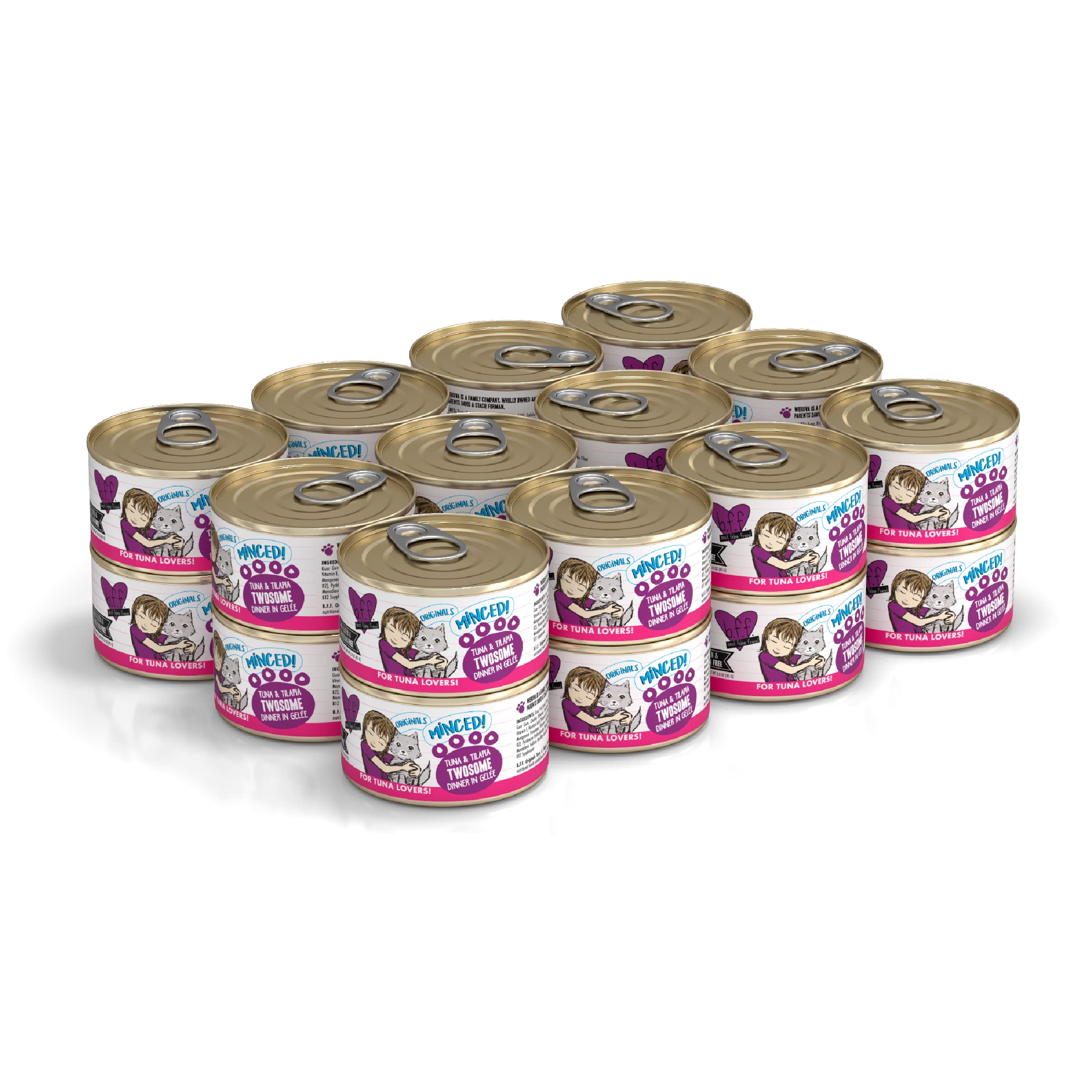 Weruva Best Feline Friend (B.F.F.) Grain-Free Cat Food, Tuna & Tilapia Twosome, 3-Ounce Can (Pack of 24)