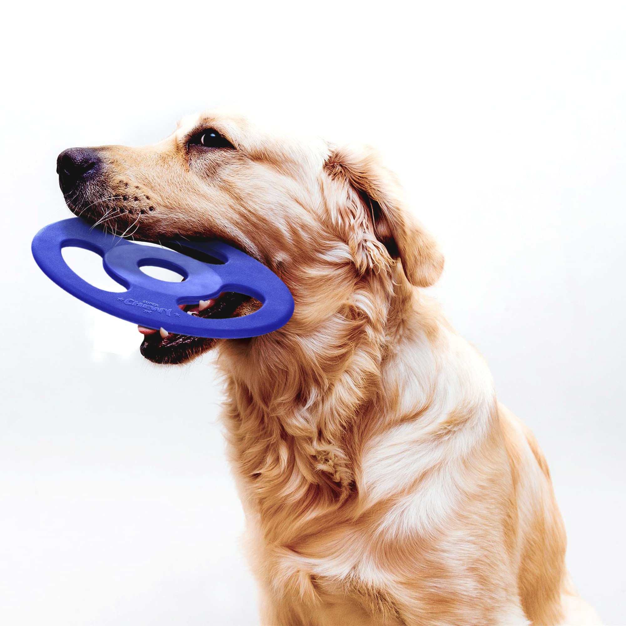 Tuff Pupper SuperChewy Tough Tug-of-War Flying Disc Toy - Large 8.5 Natural Rubber Fetch Toy for Aggressive Chewers, Lifetime Replacement