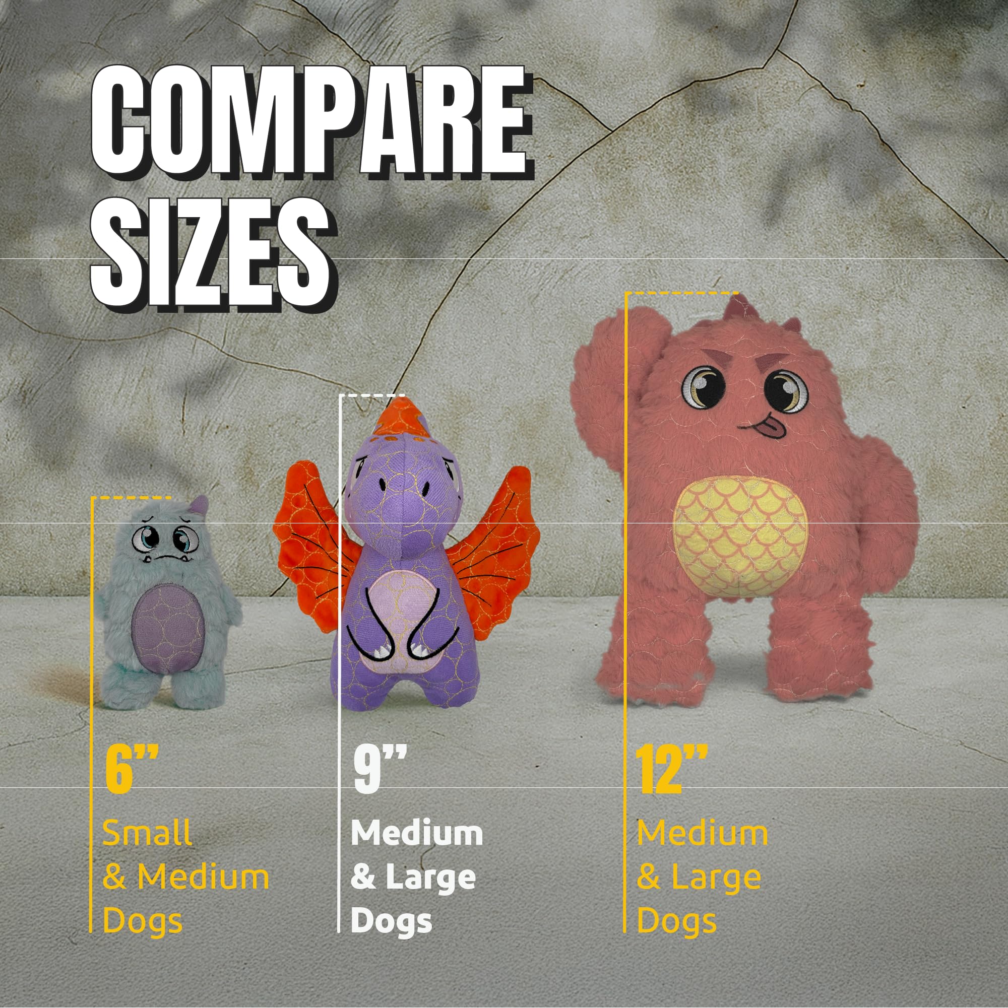 Bite Force Durable Dog Toy - Purple Dino with Squeaker, Kevlar-Reinforced for Aggressive Chewers, Model BF1140-PS