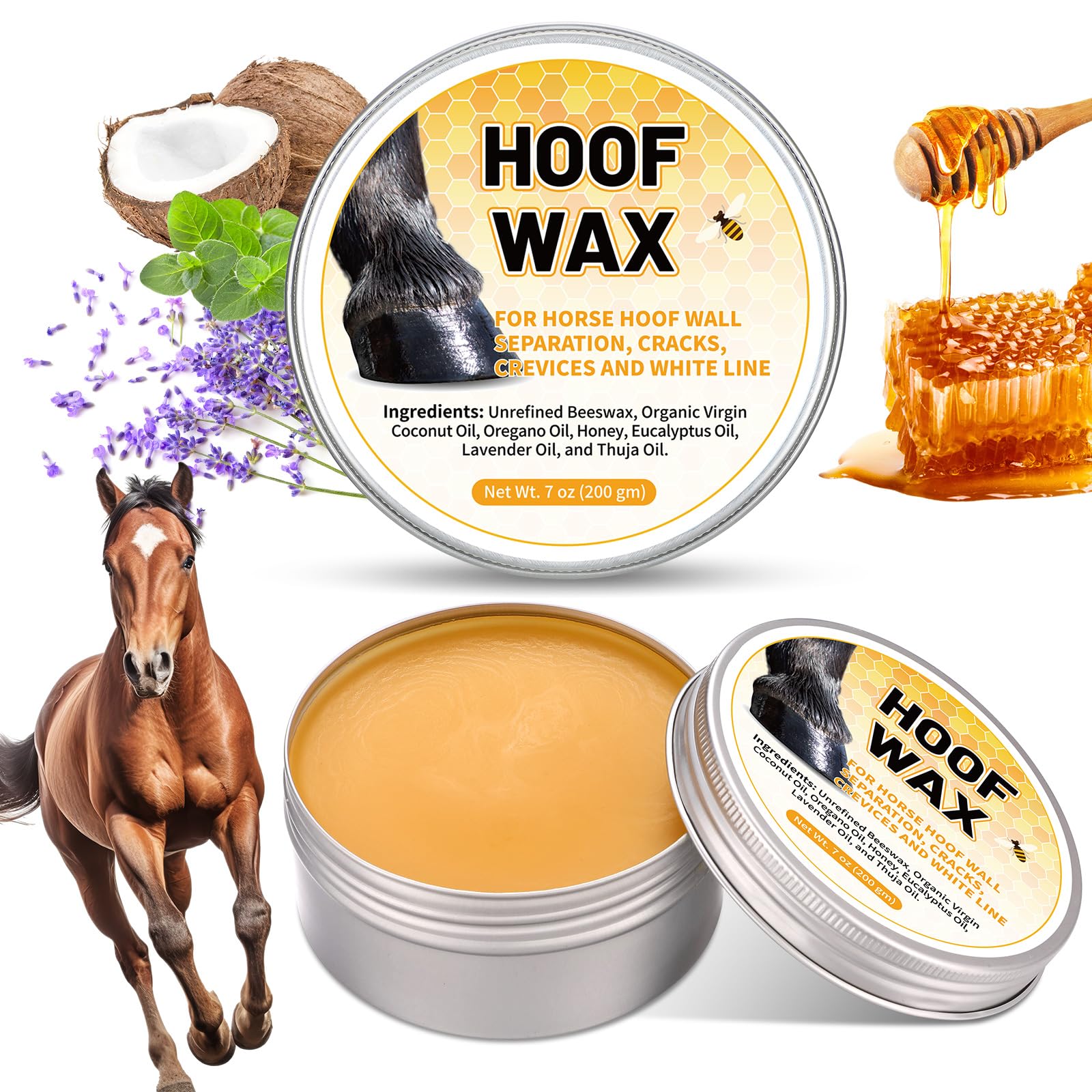 Dansib 2 Pcs Hoof Wax 7 oz Horse Hoof Wax Hoof Clay for Horse Hoof Wall Separation, Cracks, Crevices and White Line Supplies