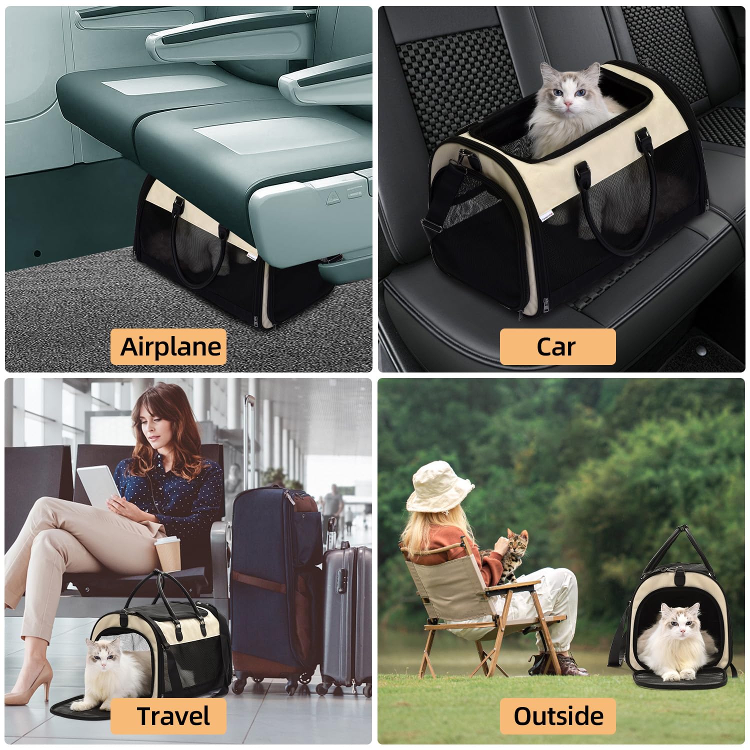 Pet Marvel Cat Carrier Soft Sided For Small Medium Cats Puppy Up To 15 Lbs, Airline Approved Mesh Pet Travel Bag, Breathable Bit