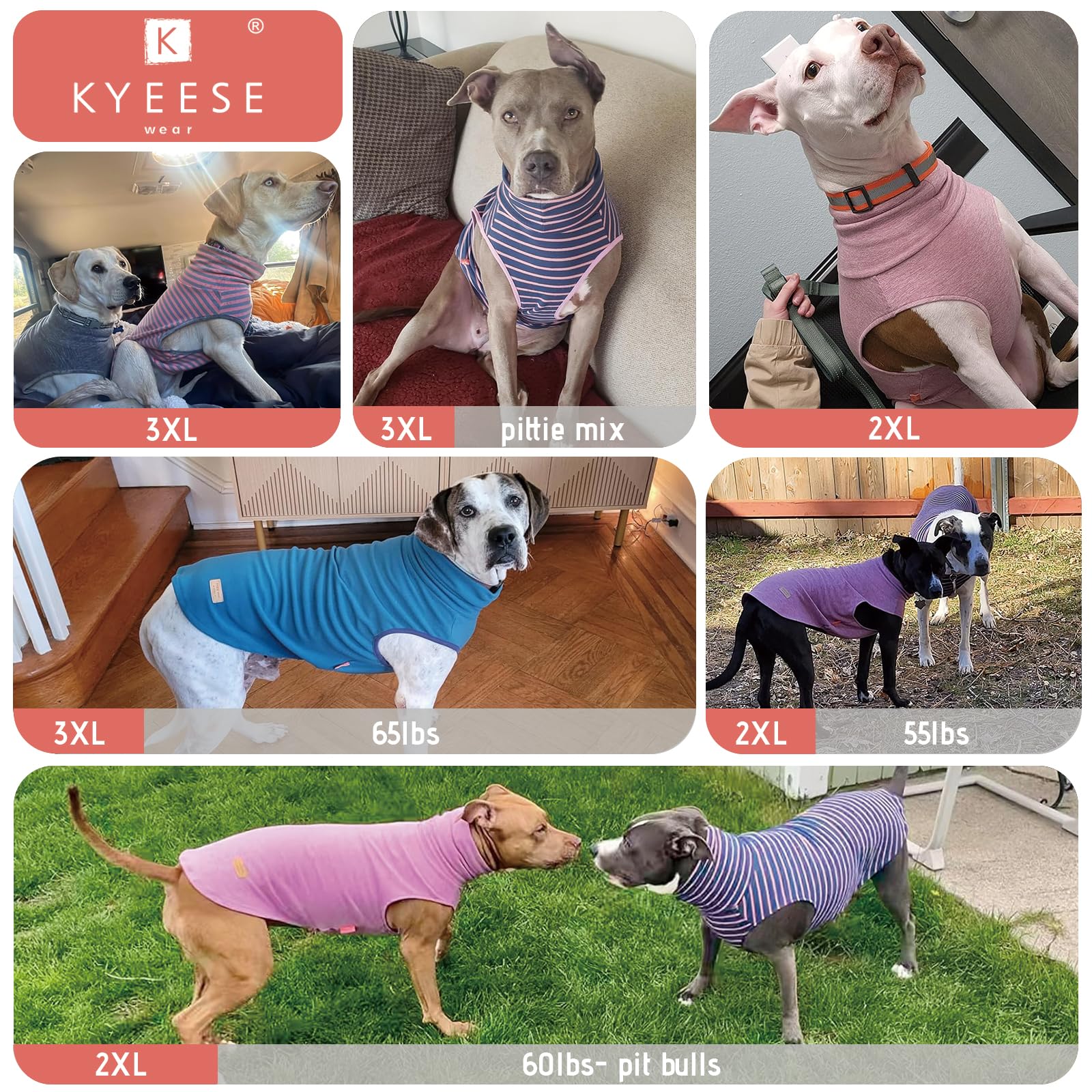 Kyeese 2Pack Dog Sweater Turtleneck Dog Coats Warm Dog Clothes Pullover Large Dog Sweater Dog Sweaters For Large Dogs Soft Dog Sweatshirt Stretchy Dog Sweater Large Size Dog