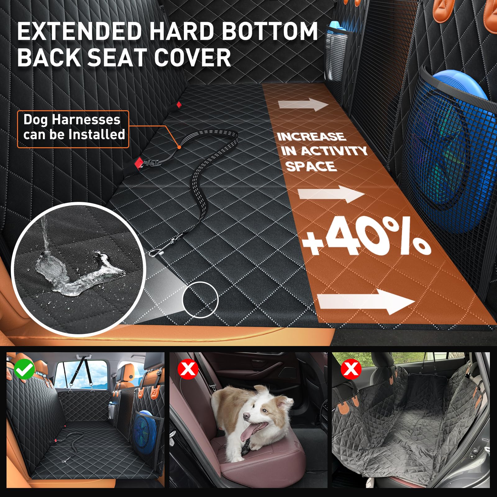 Dog Car Seat Cover For Back Seat 2025 Upgraded 100% Waterproof And Scratch Resistant Rear Seat Hard Bottom Extension - Dog Car S