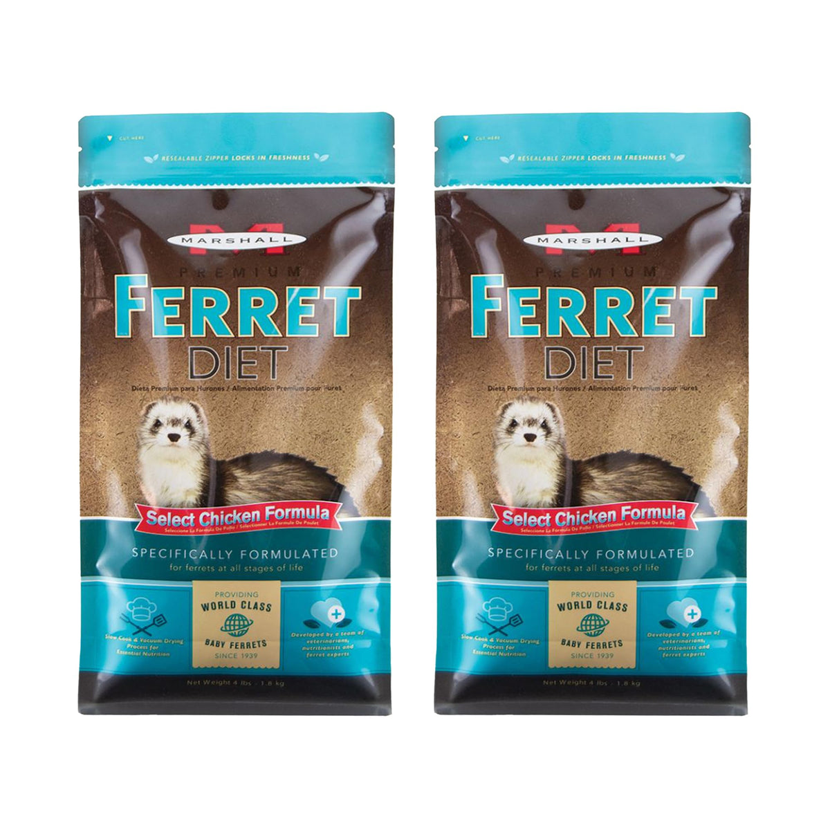 Marshall Pet Products Select Chicken Formula Premium Ferret Diet, 4 Lbs – Protein-Rich Food For Balanced Nutrition, Digestive Support (Pack Of 2)