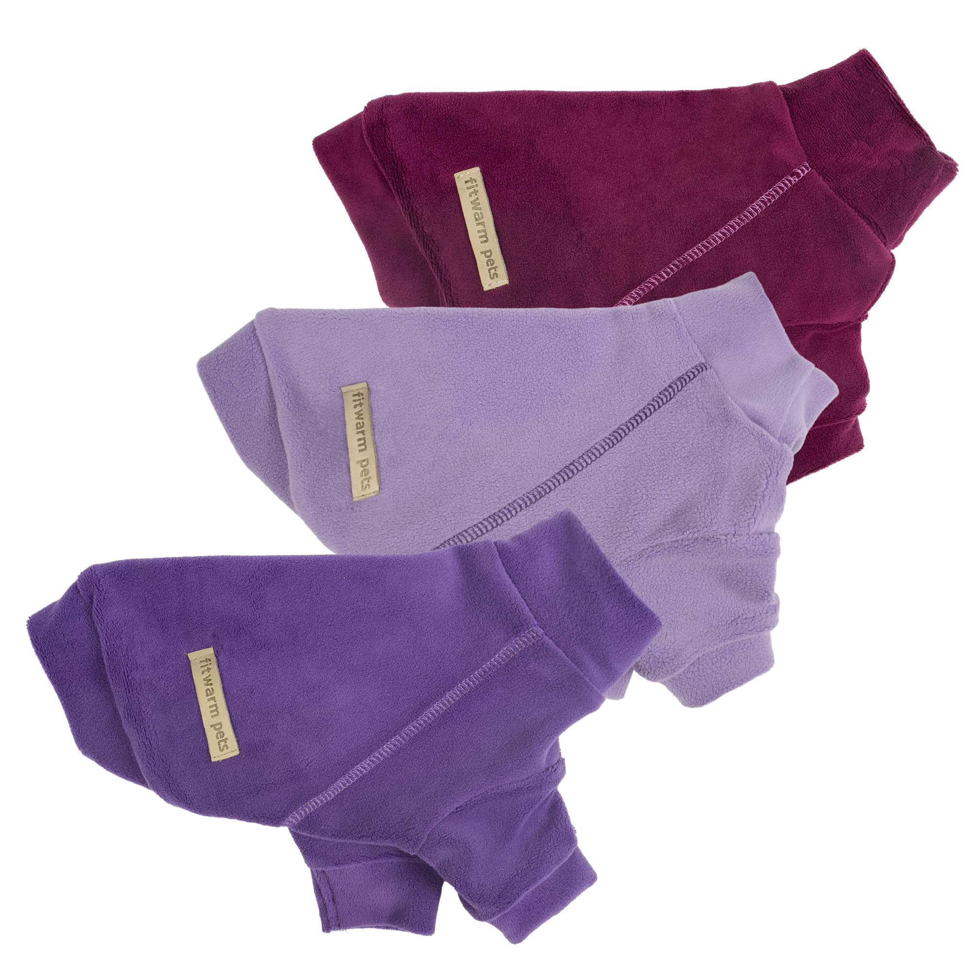 Fitwarm 3 Pack Classic Fleece Dog Sweater, Turtleneck Dog Sweatshirt, Dog Winter Clothes For Small Dogs Boy Girl, Pet Pullover Jumper, Cat Apparel, Purple, Mediumpurple, Dark Red, Xxl