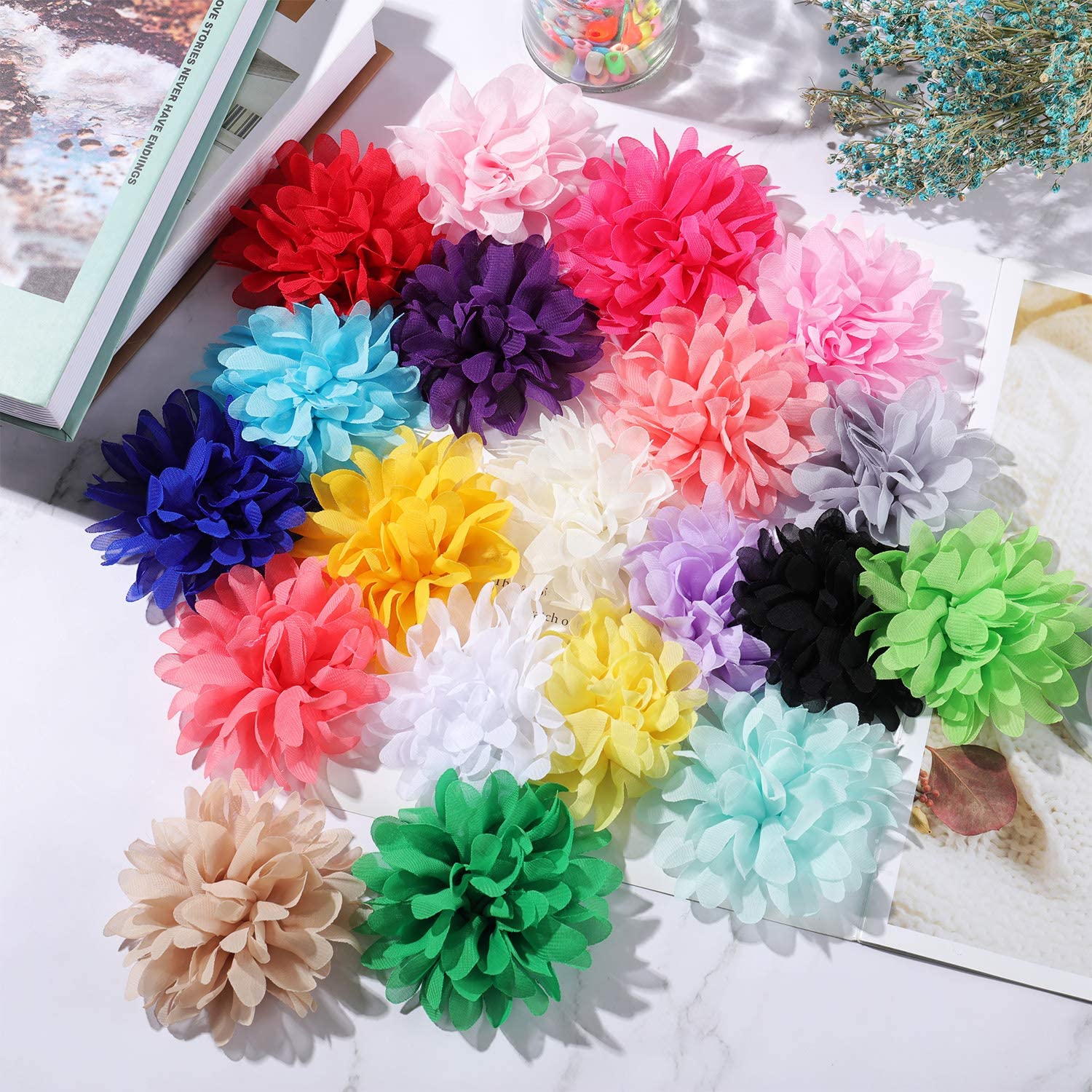 Willbond 20 Pieces Dog Collar Flowers Pet Flower Bow Ties Multi-Color Dog Charms Flower For Puppy Dog Collar Grooming Accessories (8 Cm/ 3.1 Inch)
