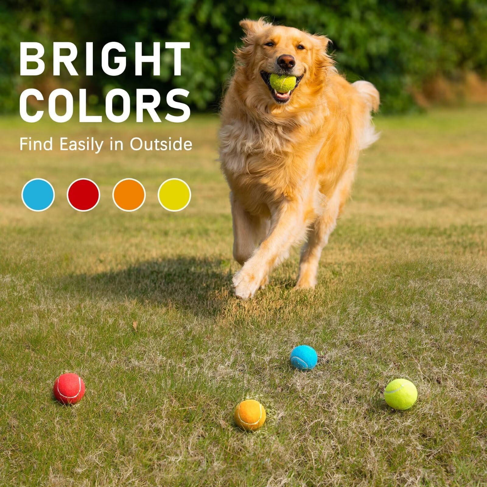 Primepets Tennis Balls For Dogs, 2.5 Inch Squeaky Dog Toys, Interactive Pet Dog Toy Balls For Medium, Large Dogs, Squeaky Tennis