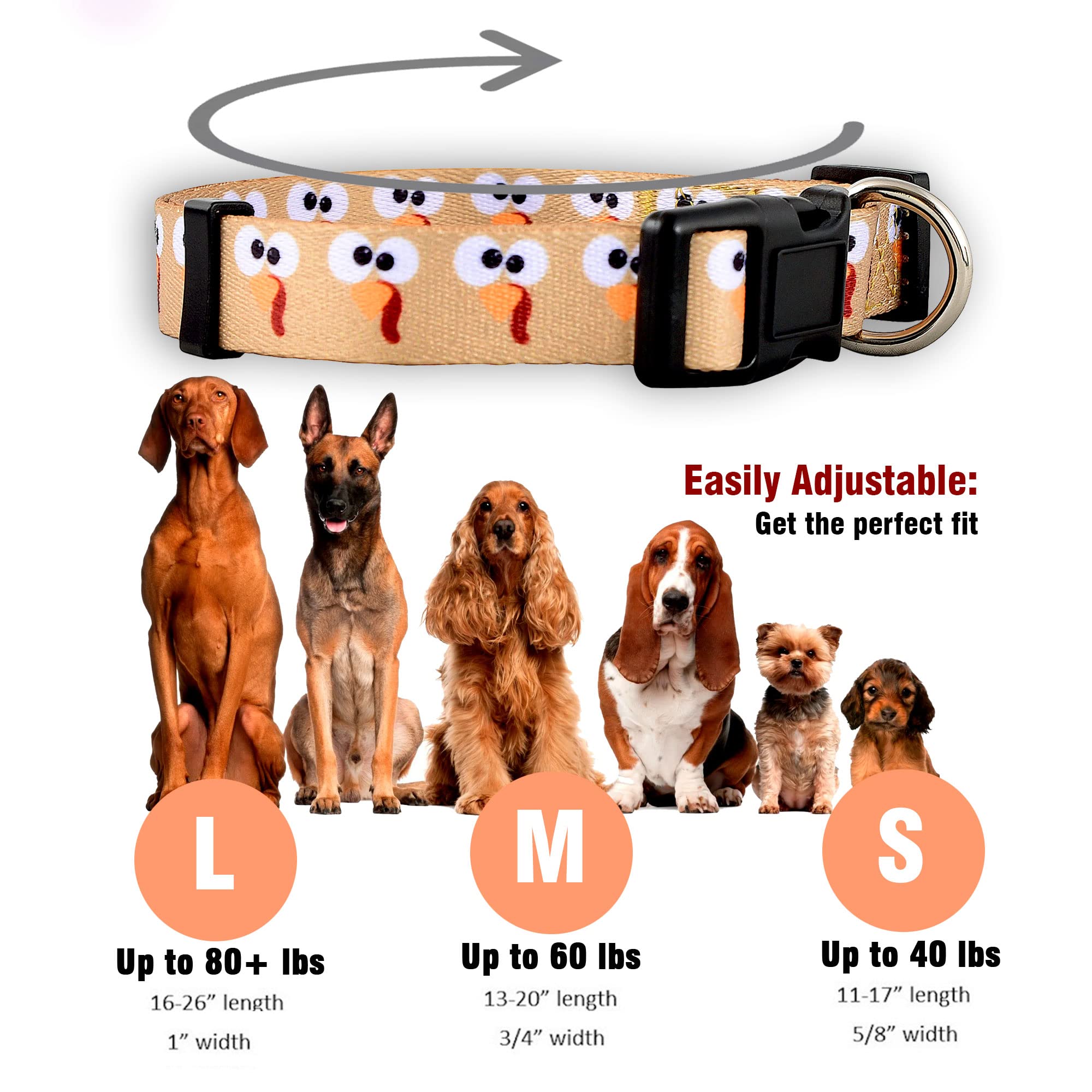 Native Pup Thanksgiving Dog Collar- Fall Collars For Dogs- Autumn Leaf, Turkey, Pumpkin Pie, Holiday Leaves- Girl Boy Puppy- Adj