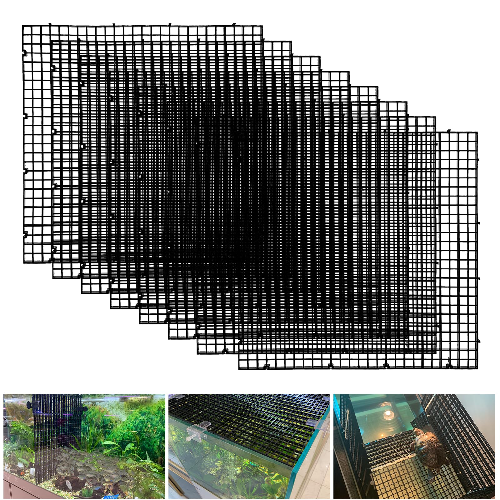 Weramics Egg Crate Plastic Aquarium Fish Tank Divider Filter Bottom Plastic Grid Fish Tank Isolation Board Egg Crate Tray((Black