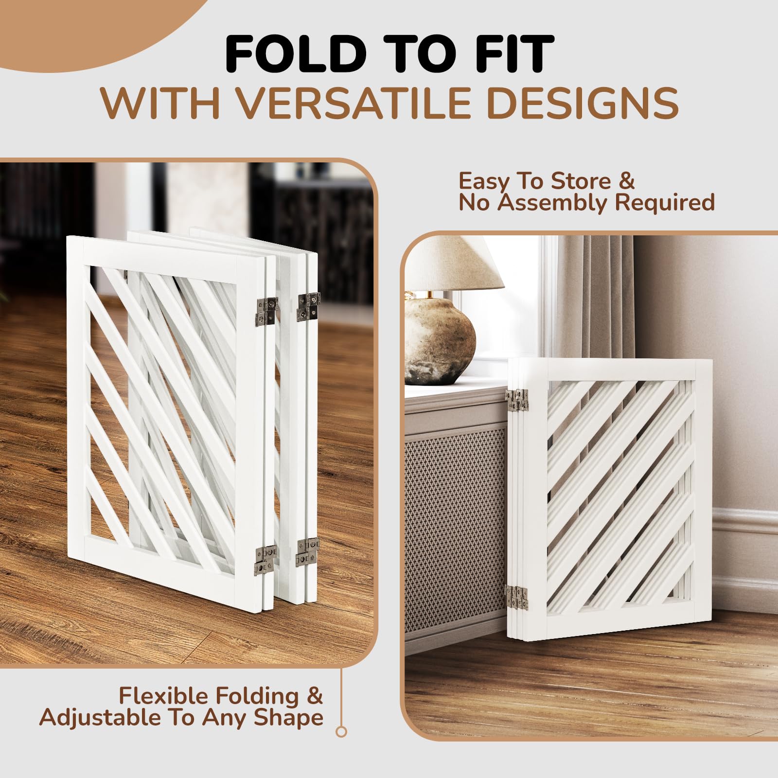 Dcee Solid Acacia Wood Dog Gate, Freestanding Dog Gates Indoor Extra Wide 81 In, Foldable Pet Gate With 4 Panels & 2 Support Leg