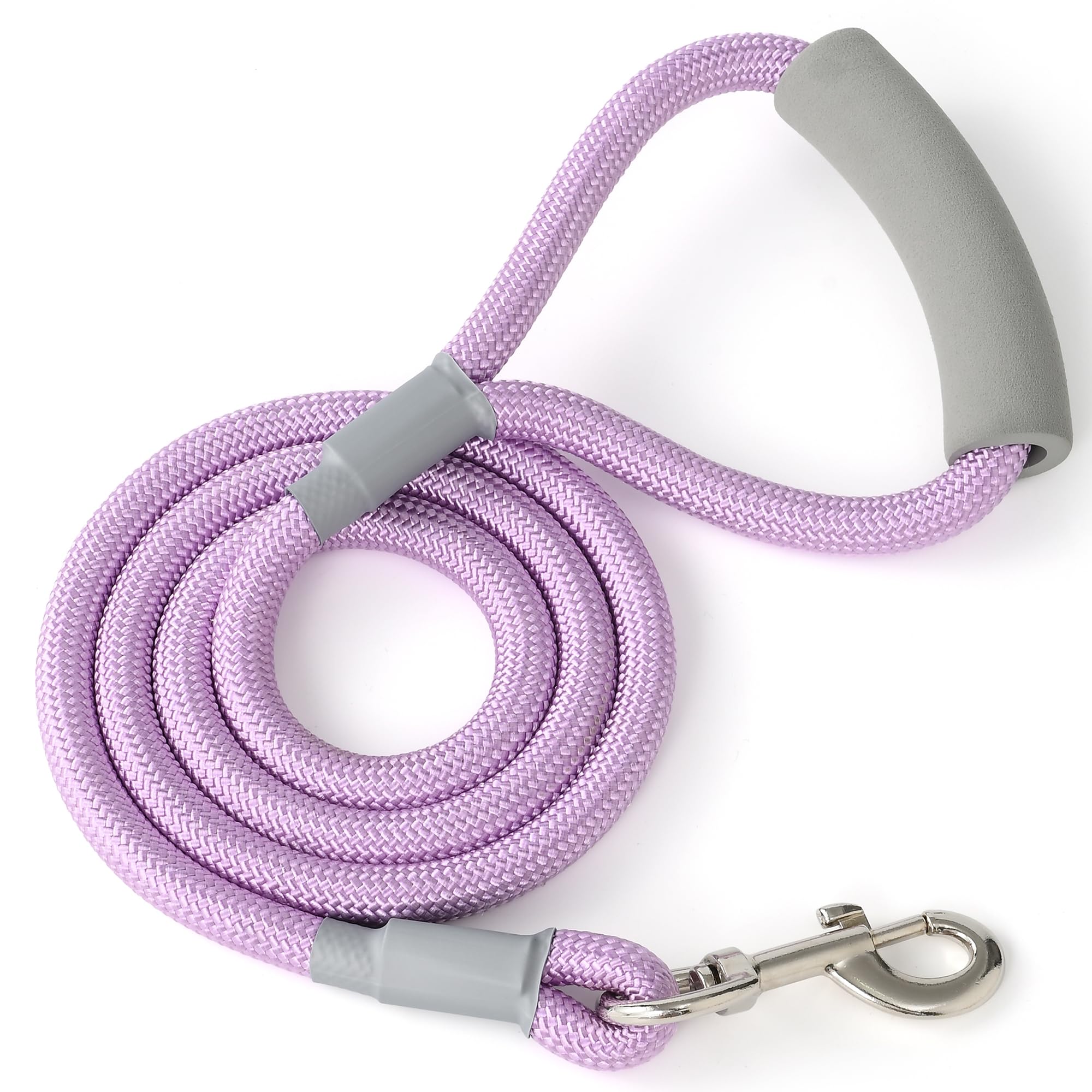 Mile High Life Dog Leash, With Comfortable Padded Handle, Purple Nylon Rope Leash With Steel Tips, Heavy Duty 4 Feet Pet Leashes