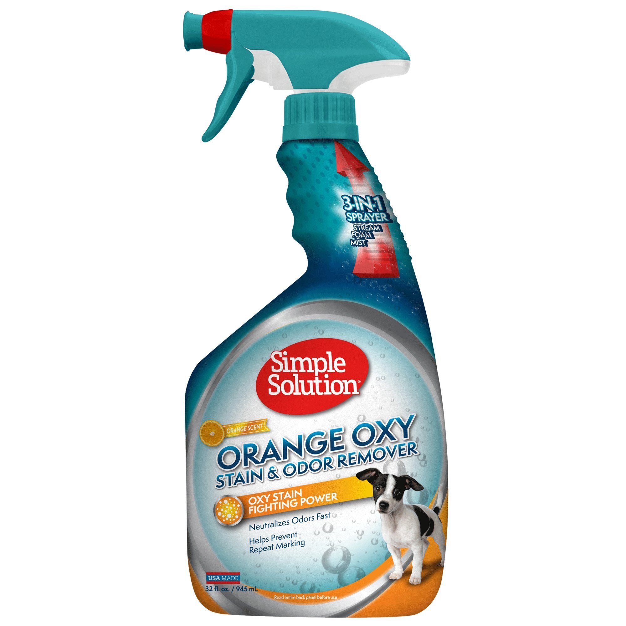Simple Solution Oxy Charged Pet Stain and Odor Remover | Eliminates Pet Stains and Odors with 3X Cleaning Power | Orange Scent |