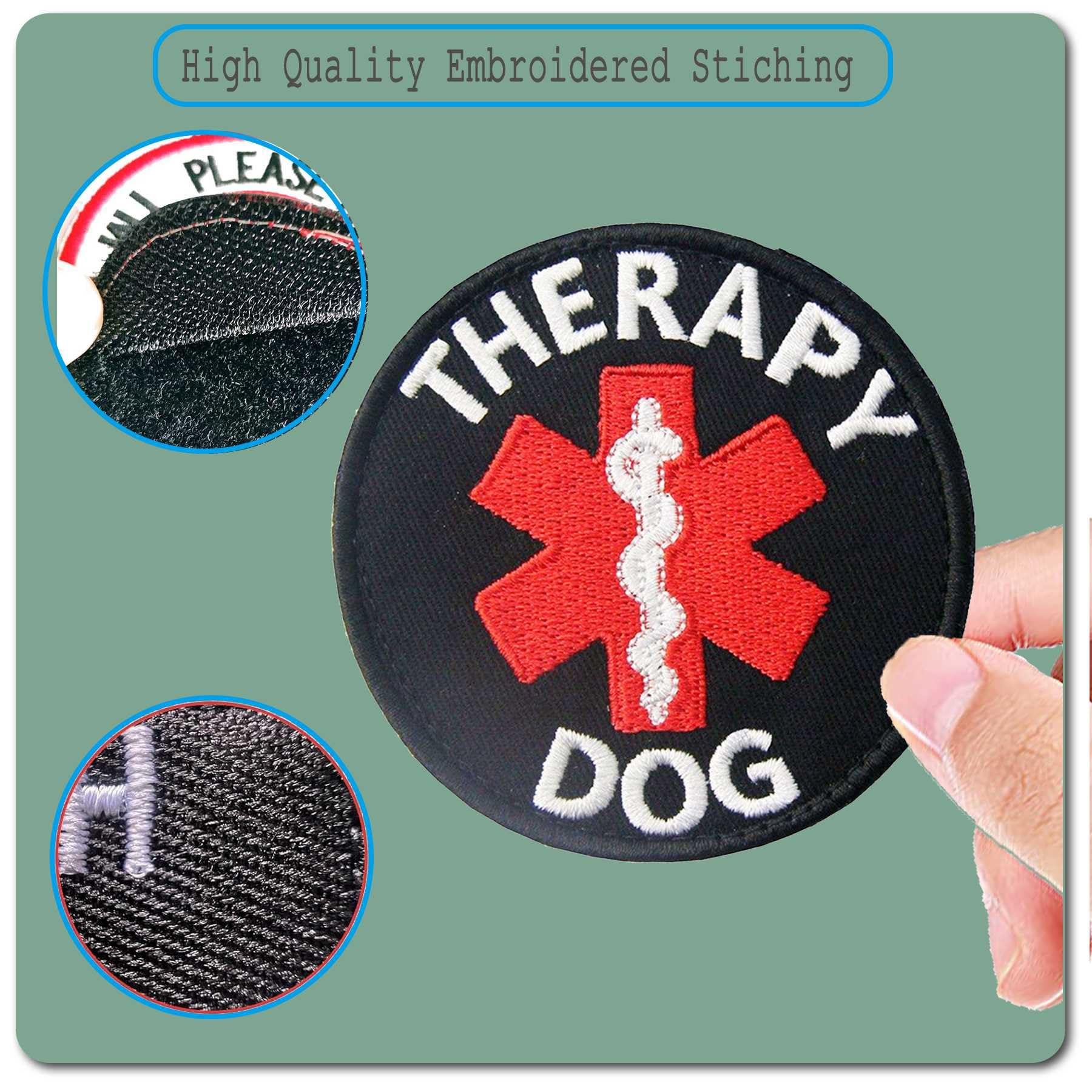 Therapy Dog Patch, Ems Medical Care Service Dog Patch For Vests Harnesses, Embroidered Hook & Loop Patch