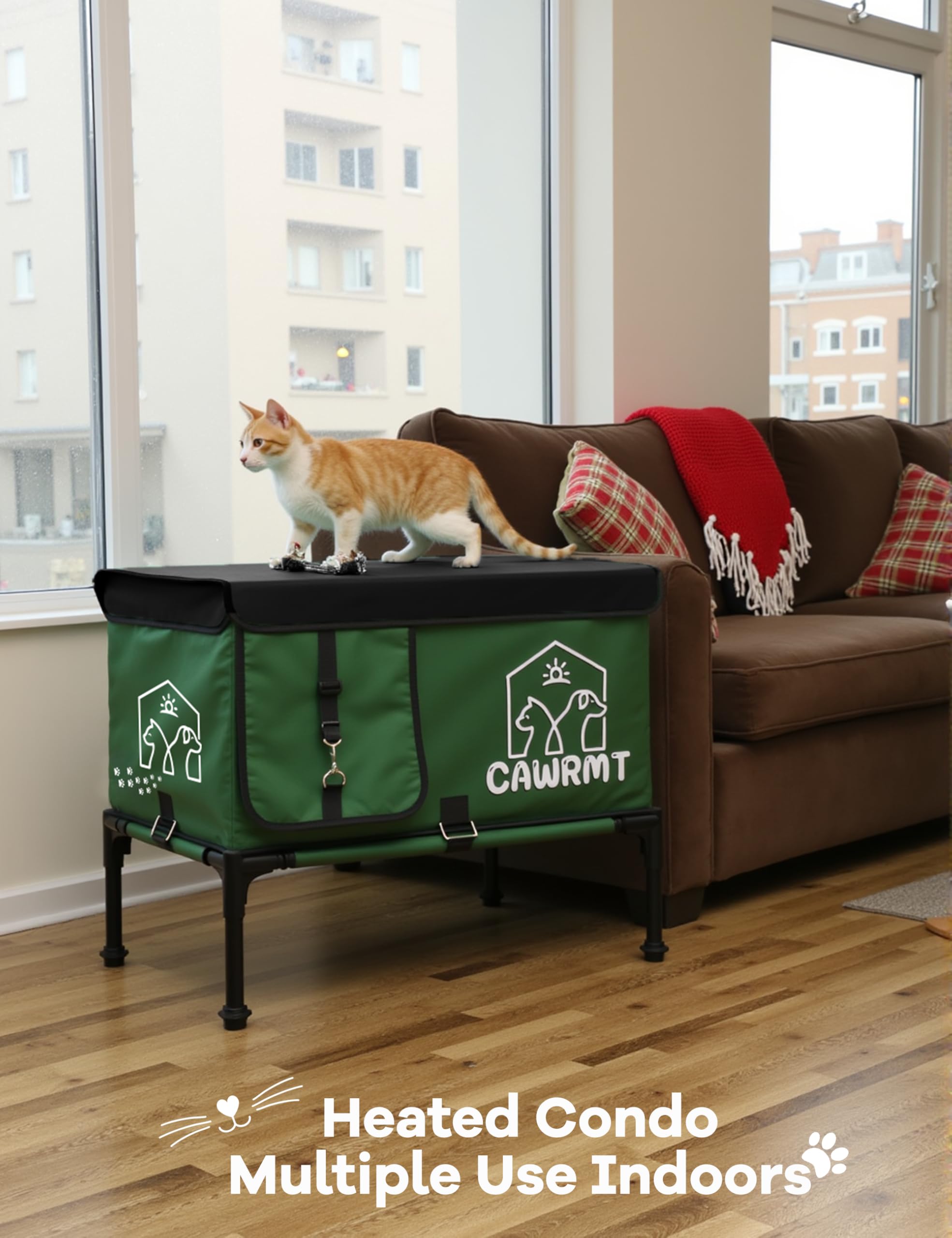 Liladayd Outdoor Heated Cat House, Detachable Feral Cats House With Open Window, Weatherproof In Winter, Cat Shelter With Pet He