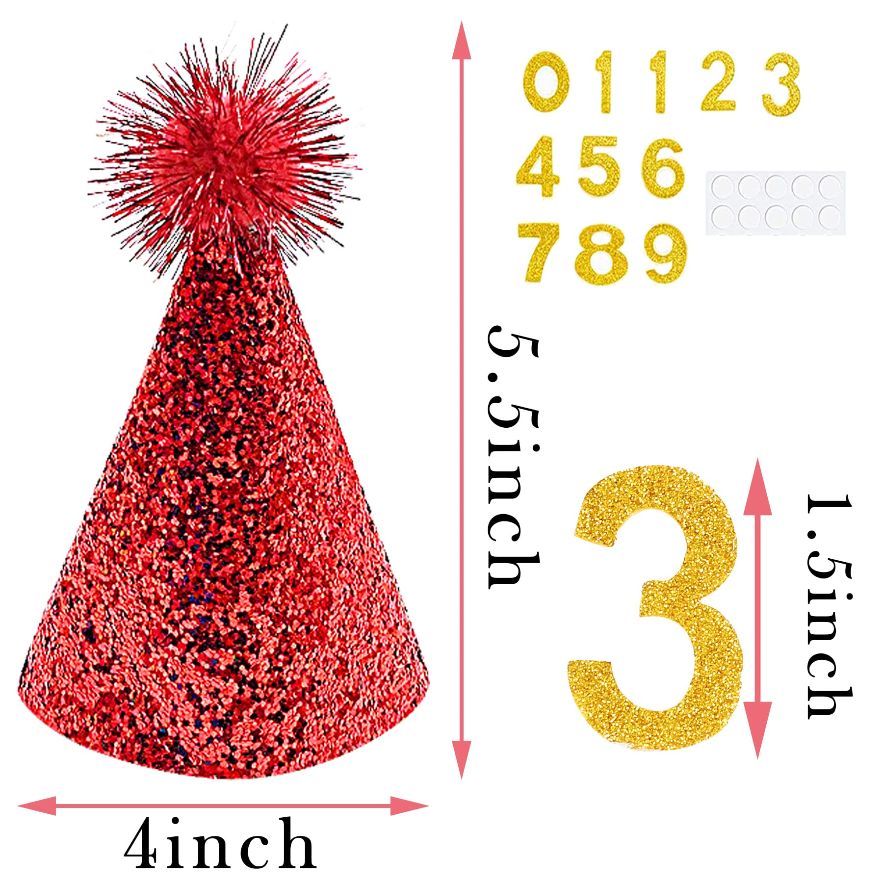 Pet Show 10Pcs Small Dog Birthday Hat Set For Boys Girls Medium Large Dogs Cat Kitten Puppies Party Hats With 0-9 Numbers 10 Glue Dots Grooming Accessories