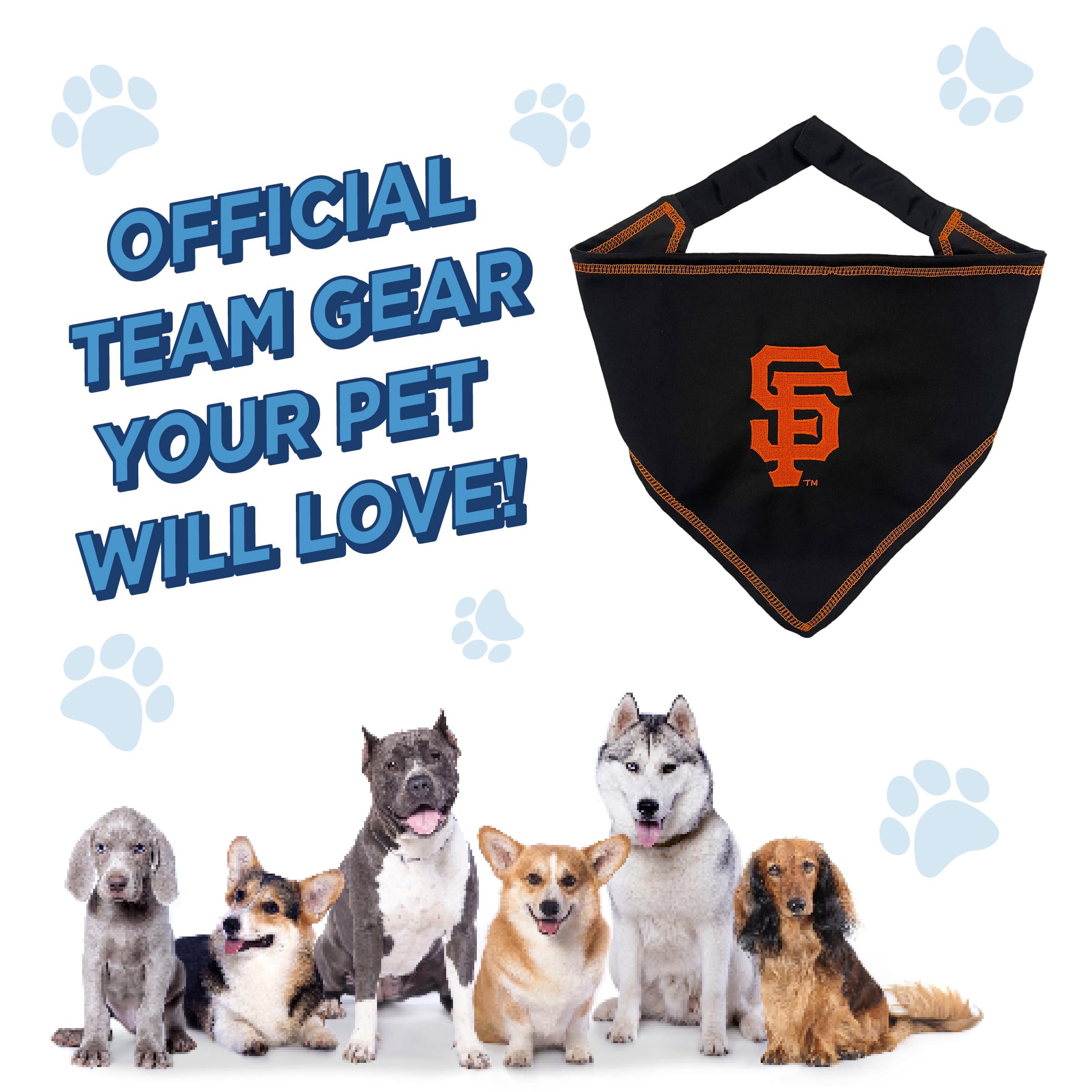 Pets First Mlb San Francisco Giants Tie Bandana, Large/X-Large. Dog Bandana Scarf Bib For Pet Cat Dog. The Ultimate Game-Day, Pa