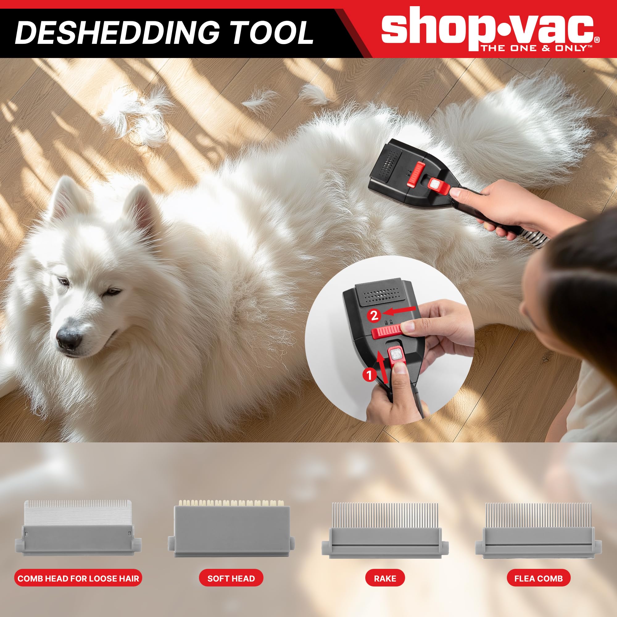Shop-Vac 4-in-1 Pet Grooming & Vacuum, Dog Grooming Vacuum for Shedding, Professional Clippers, Brushes & Crevice Tool, 10,000Pa