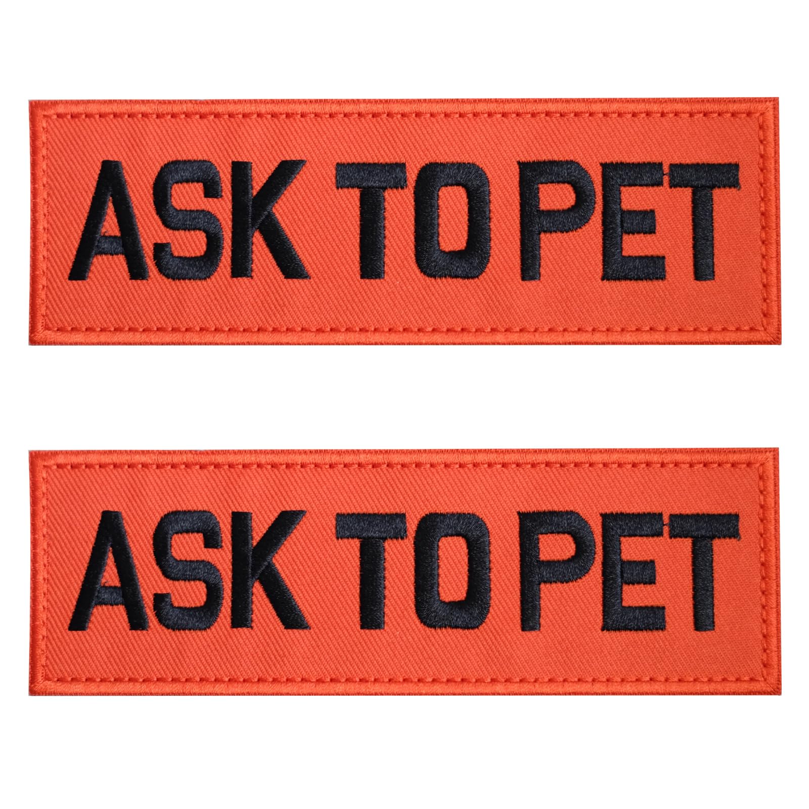 Fitznora Embroidered Ask To Pet Patches, 2 Pack Clear Sign With Hook And Loop Pieces, Easy To Read Tabs For Dog Vest Harness Col