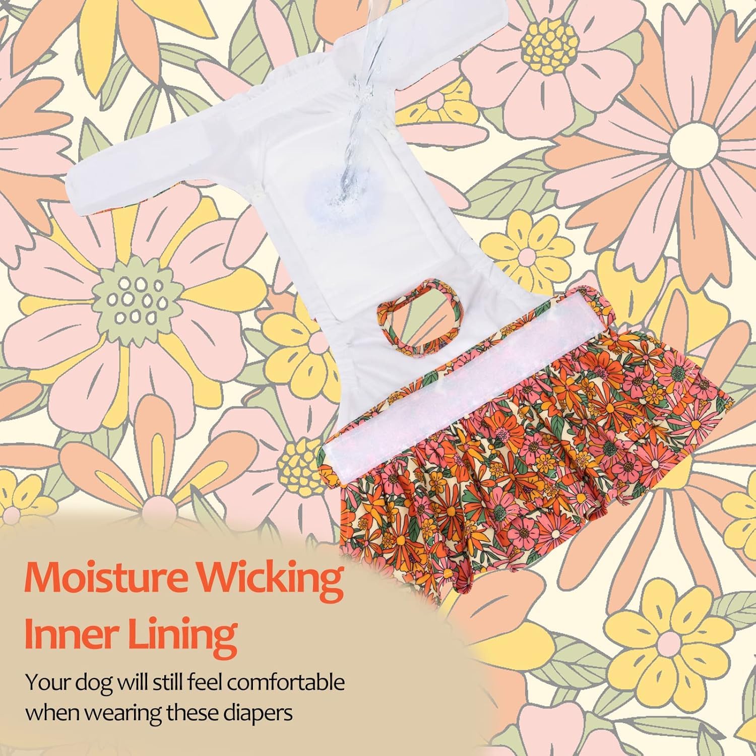 Cutebone Female Dog Diapers With Skirts 3 Pack Reusable Puppy Dresses Pants For Heat Cycle Period Qbd12S