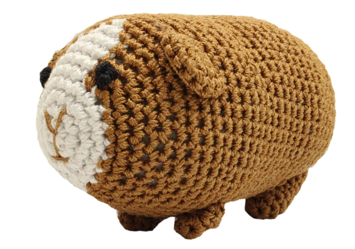 Knit Knacks Organic Cotton Pet, Dog Toys (Choose from: Pig, Fox, Owl, Guinea Pig or Triceratops) Goober Guinea Pig