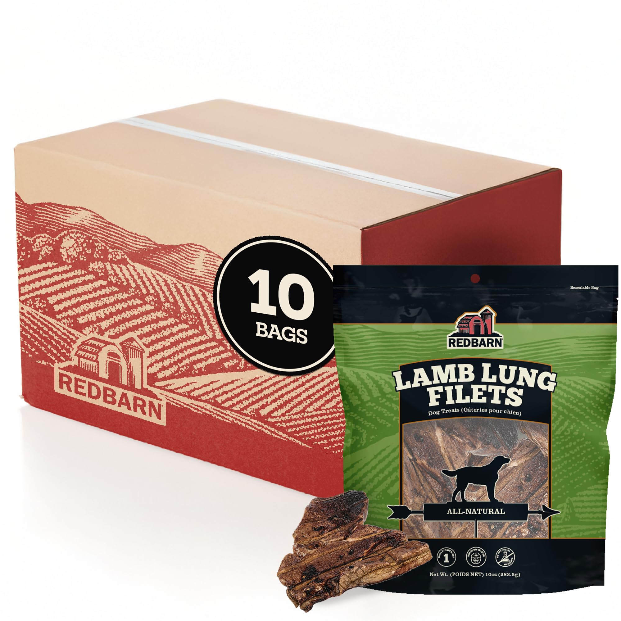 Redbarn Lamb Lung Filets - Oven Roasted Jerky-Style Dog Treats, Flavorful, Tasty & Highly Palatable Chews, Single Ingredient Pro