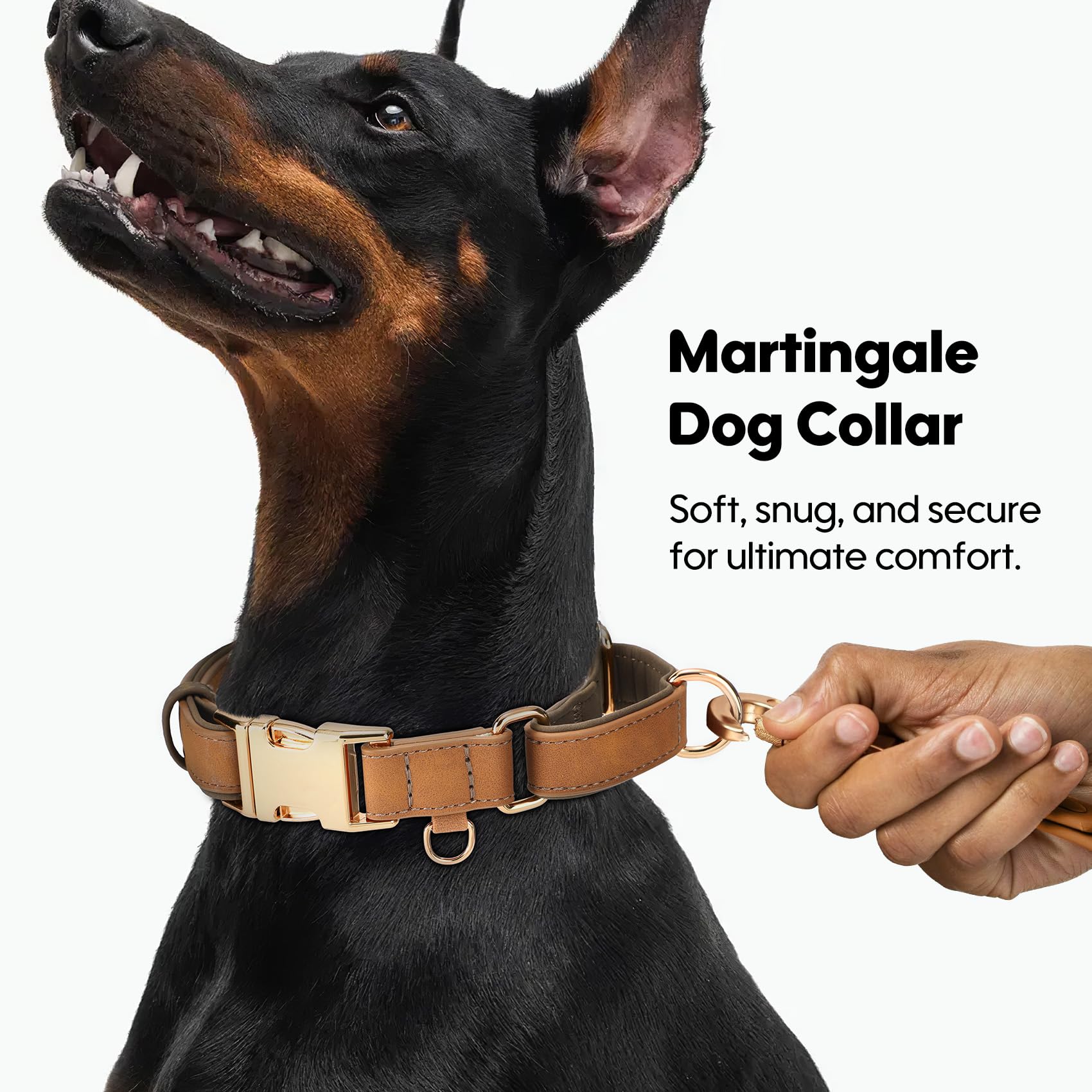 Whippy Vegan Leather Dog Collar No Slip Martingale Dog Collar With Quick Release Metal Buckle For Large Medium Small Dogs,Brown