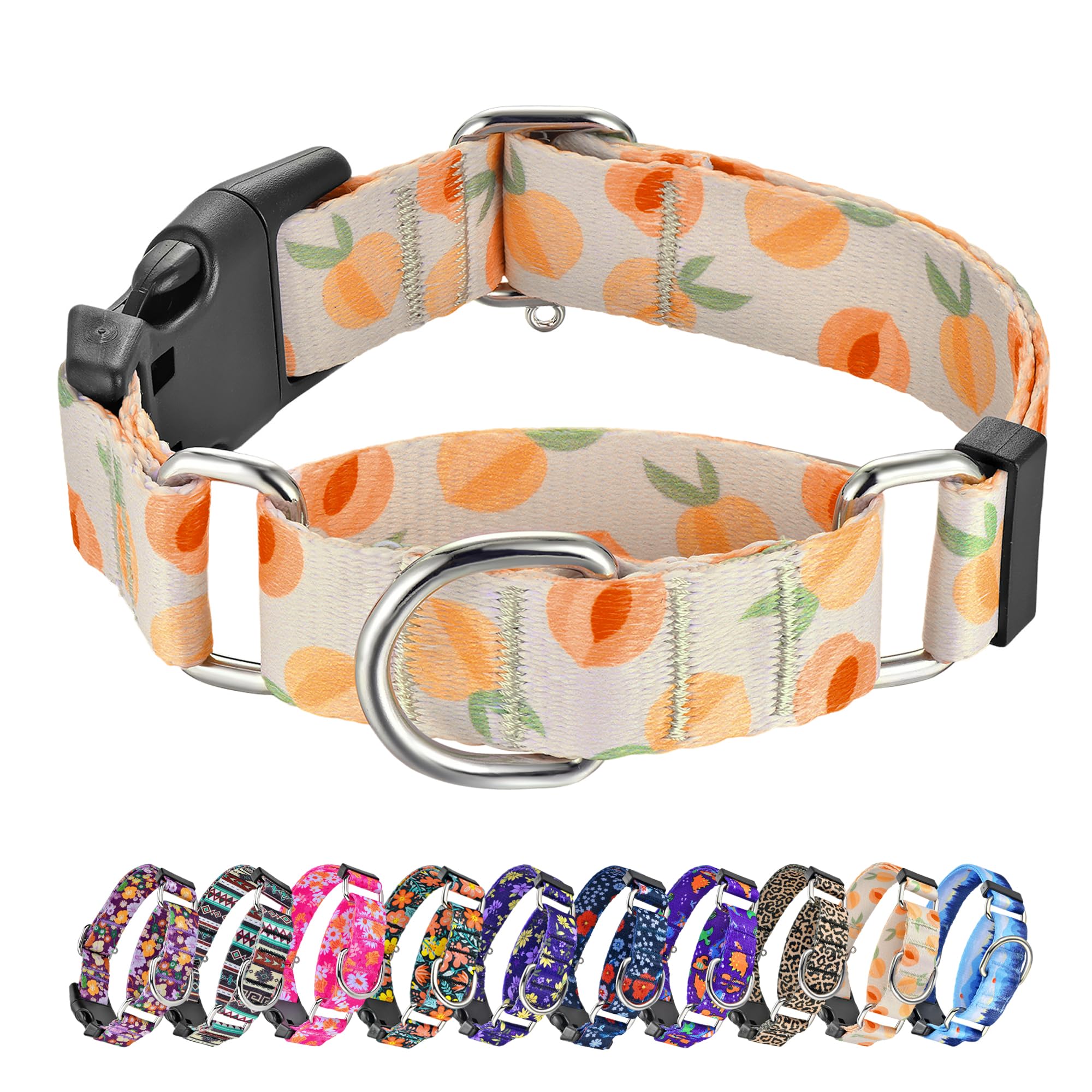 Hikiko Martingale Collar For Dogs Peach Dog Collar For Small Medium Large Dogs Cute Holiday Summer Dog Collars Pet Gift (Peach,S