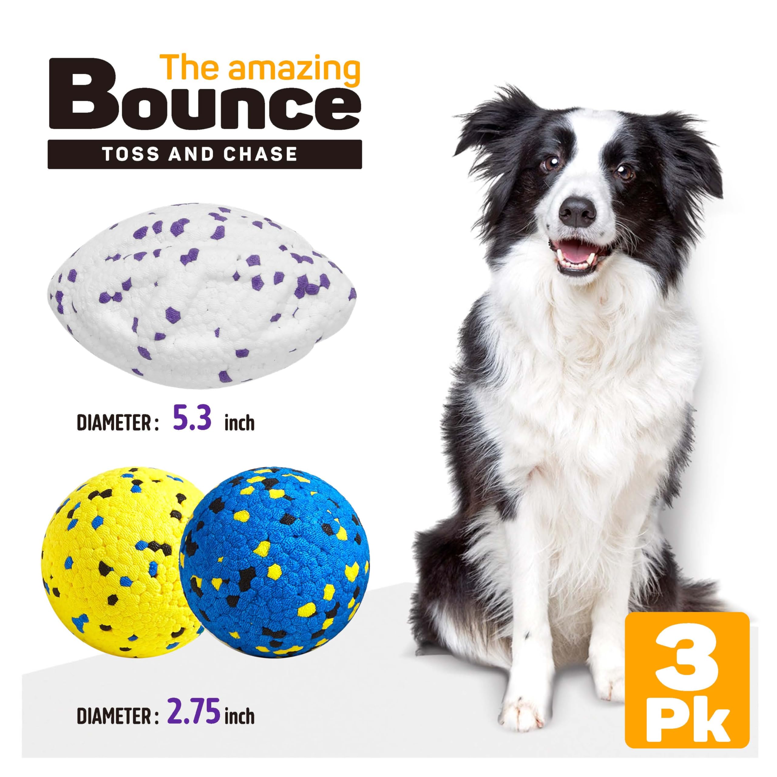 Kimee Dog Balls Upgraded Dog Tennis Balls For Aggressive Chewers, 5.3'' Indestructible Tennis Ball, More Bite-Proof Chew Toys, L