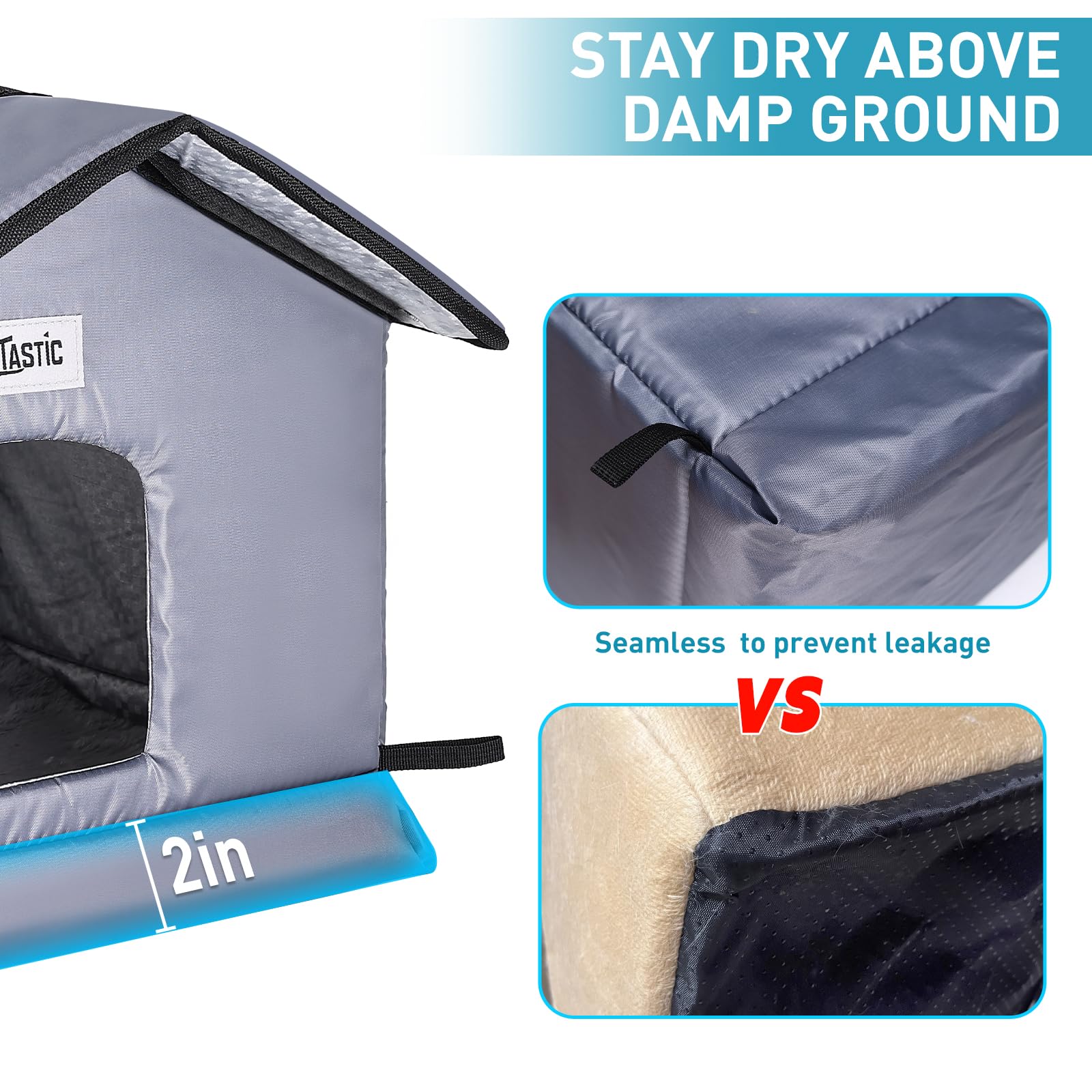 Weatherproof & Insulated Outdoor Cat House - Seamless Base Stays Dry,Easy Assembly, Warm Shelter for Community/Outdoor Cats(S-2P