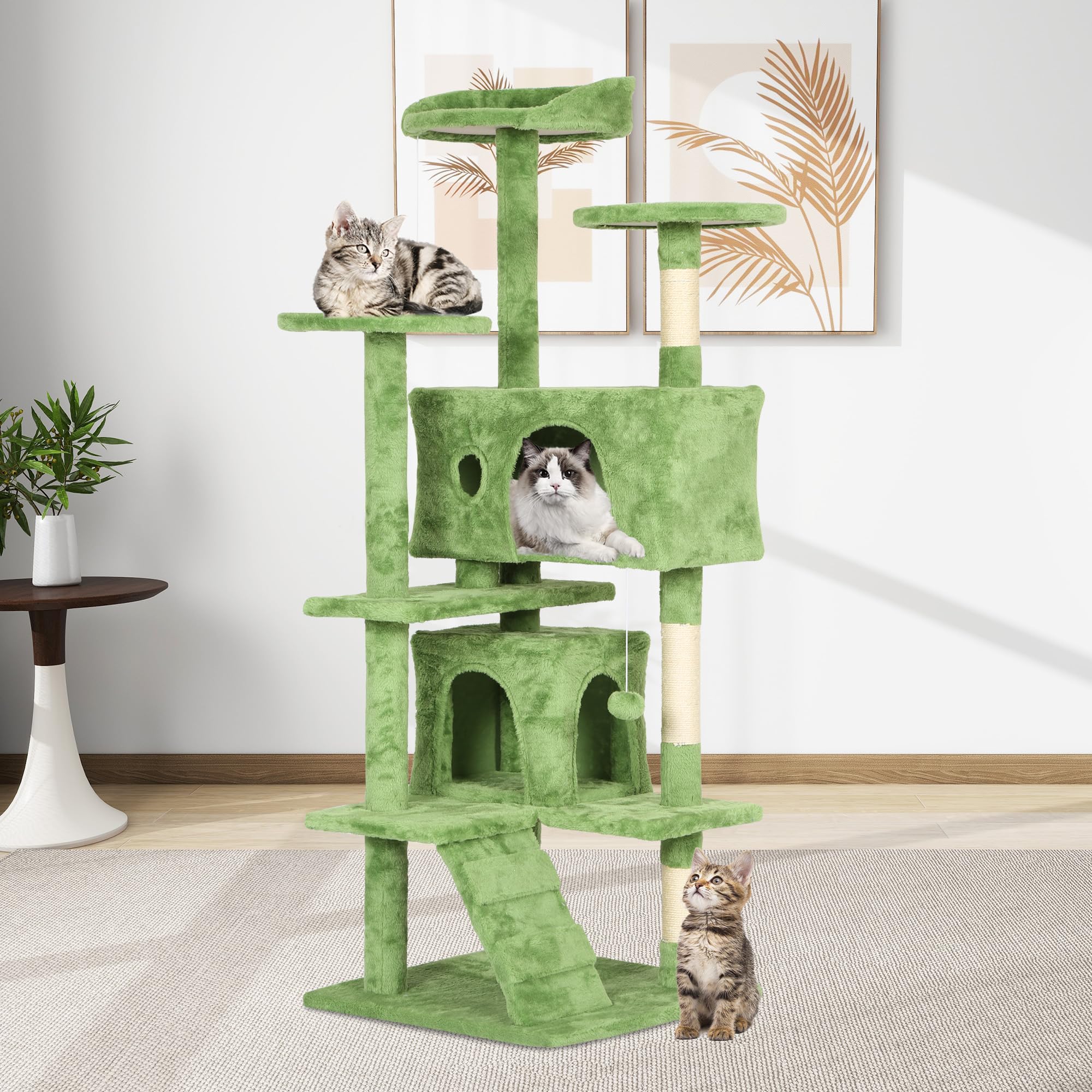 BestPet 54in Cat Tree Tower for Indoor Cats,Multi-Level Cat Furniture Activity Center with Cat Scratching Posts Stand House Cat