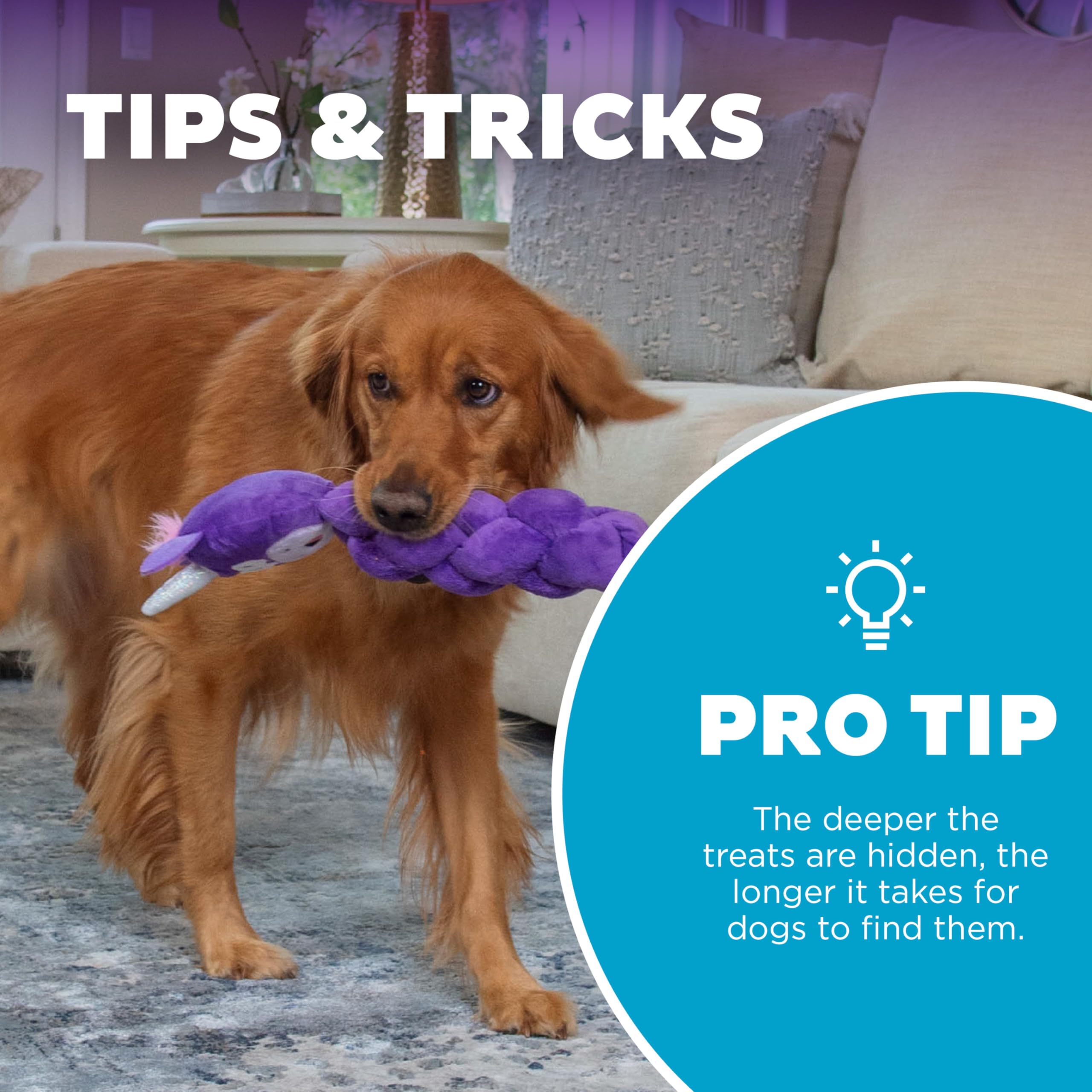 Outward Hound by Nina Ottosson Twistiez Interactive Plush Dog Treat Puzzle, Unicorn, Purple